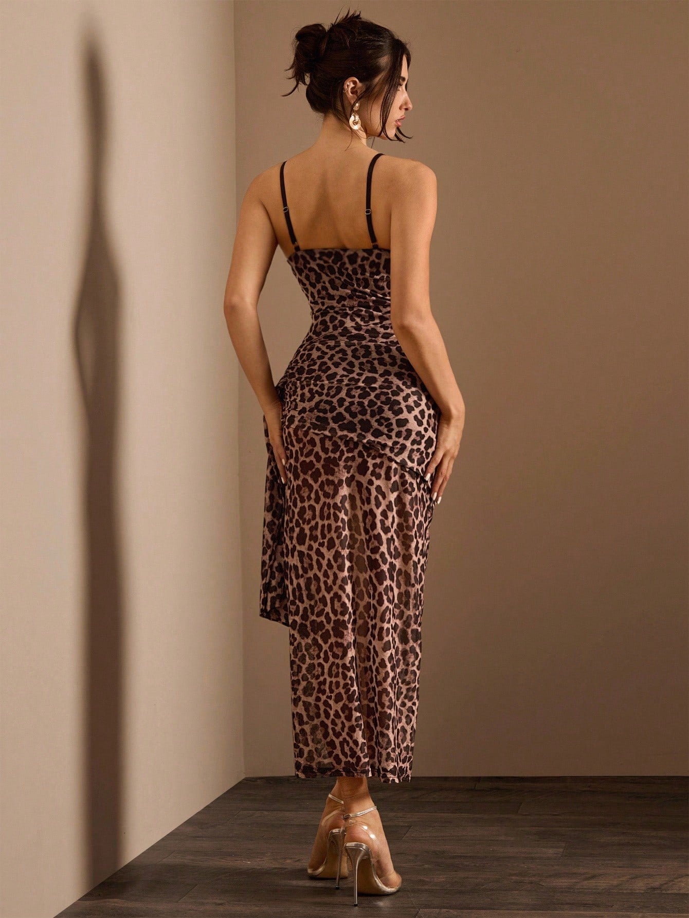 Glamine Sexy Elegant Lace & Leopard Print Asymmetric Waist See-Through Fish Bone Crinkle Detail One-Sided - image 8