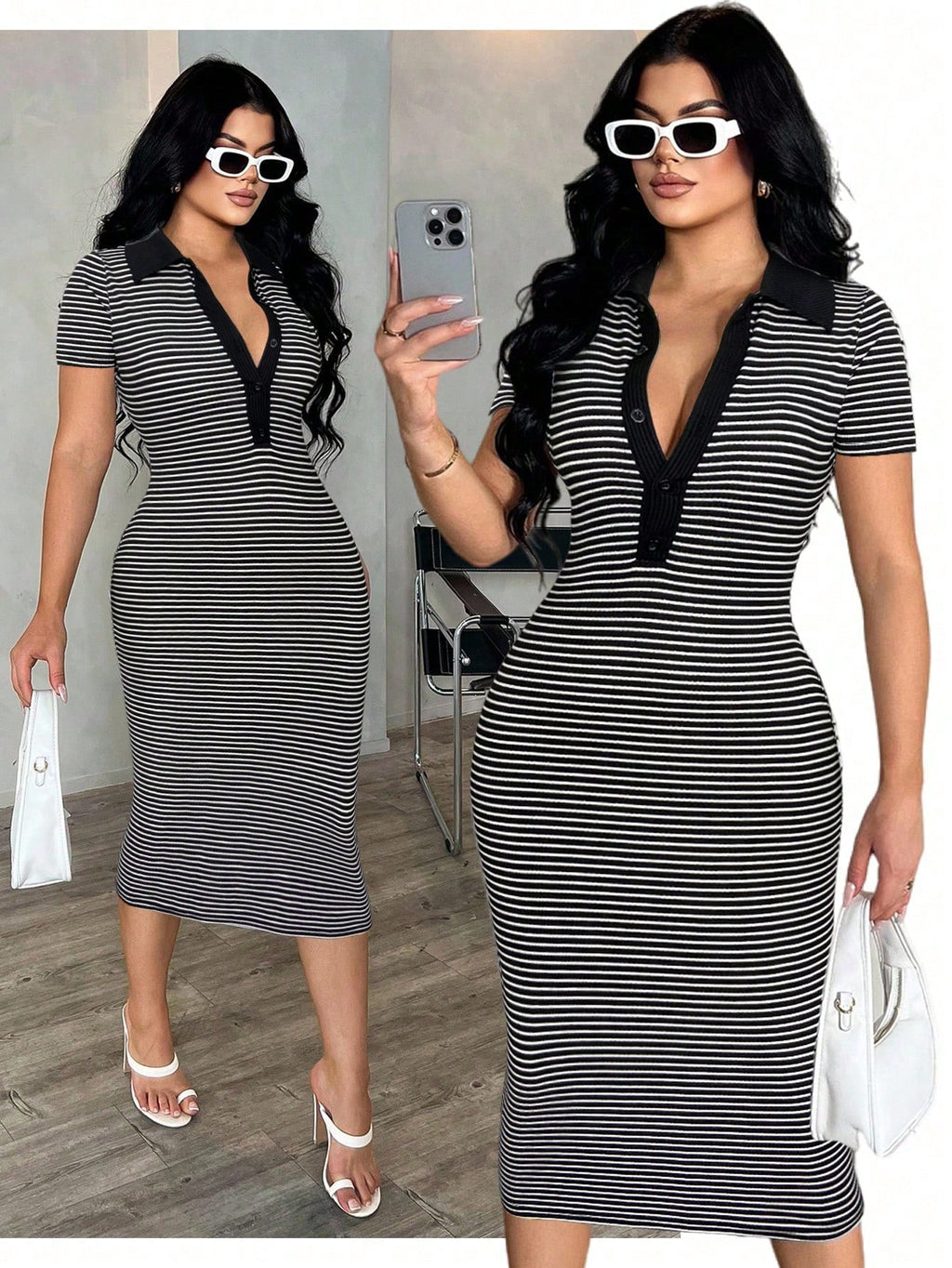 SXY Women's Casual Minimalist Fashion Commuter Style Short Sleeve