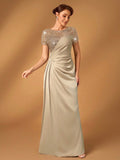 Serin Navy Blue,Winter,Formal,Evening,Elegant Luxurious Pearl & Sequin Embellished Satin Ruched Fishtail Hem