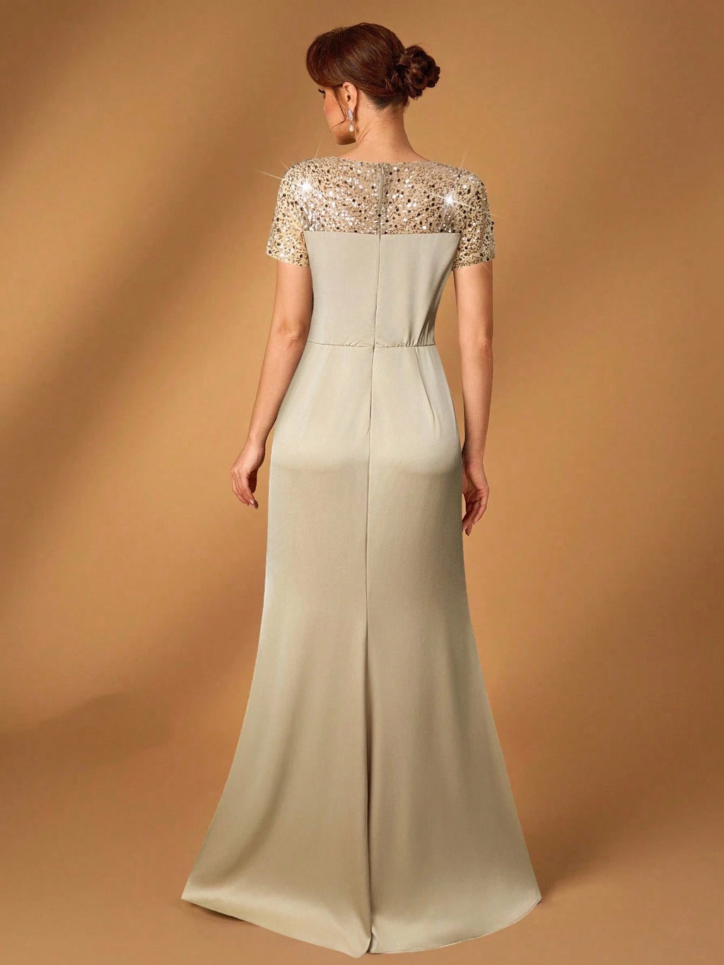 Serin Navy Blue,Winter,Formal,Evening,Elegant Luxurious Pearl & Sequin Embellished Satin Ruched Fishtail Hem - image 2