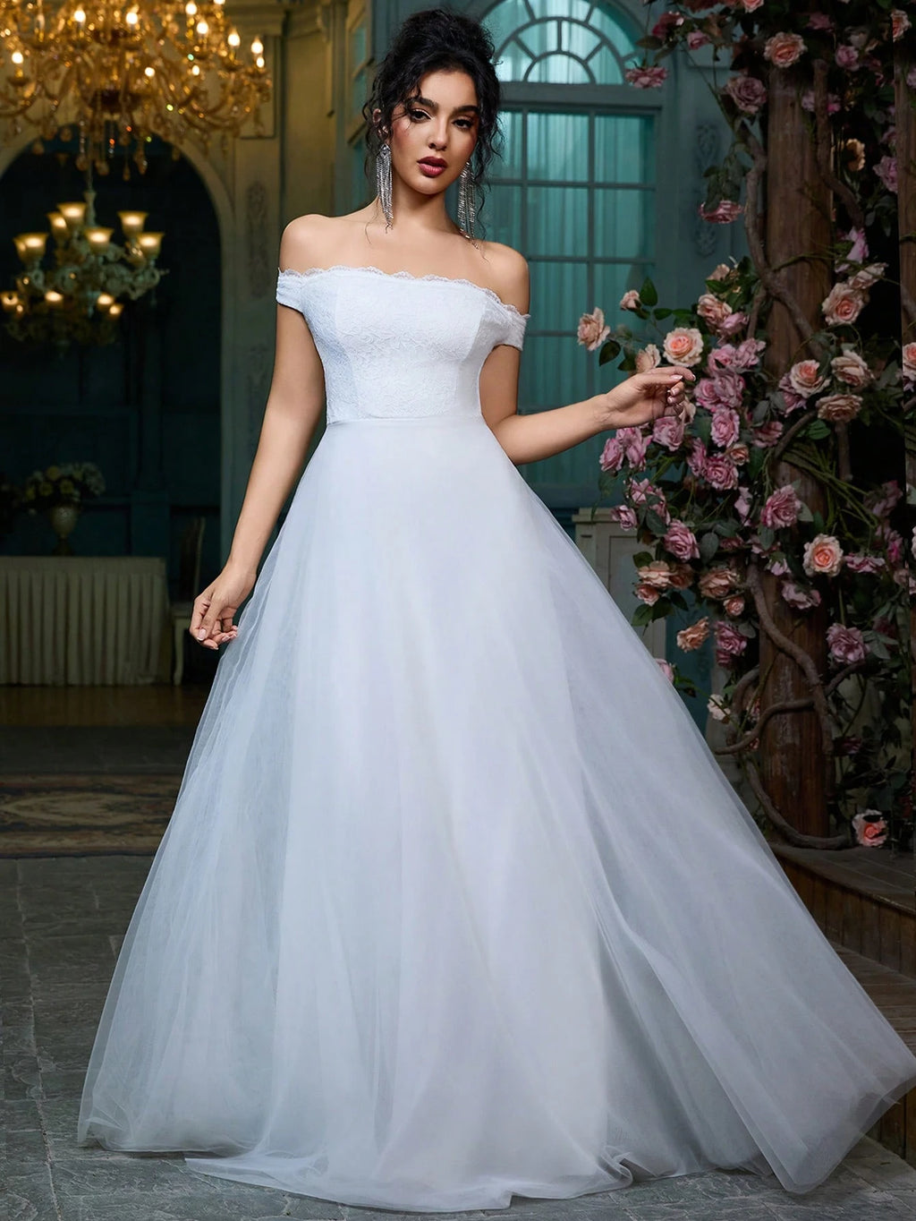 Women Fashion Elegant Vintage Off Shoulder Formal Evening Dress For Homecoming Party Gowns Wedding Prom - image 2