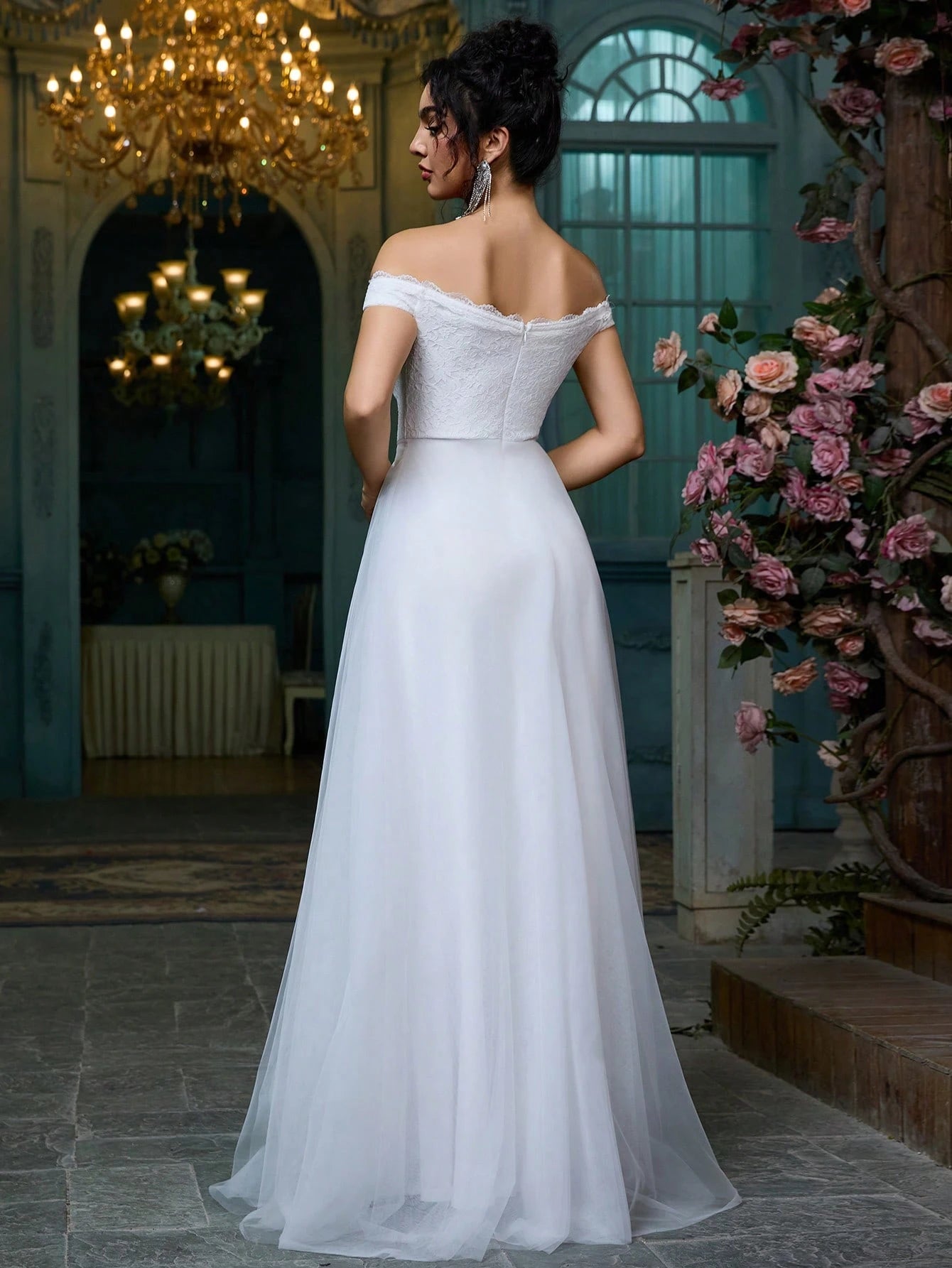 Women Fashion Elegant Vintage Off Shoulder Formal Evening Dress For Homecoming Party Gowns Wedding Prom - image 3