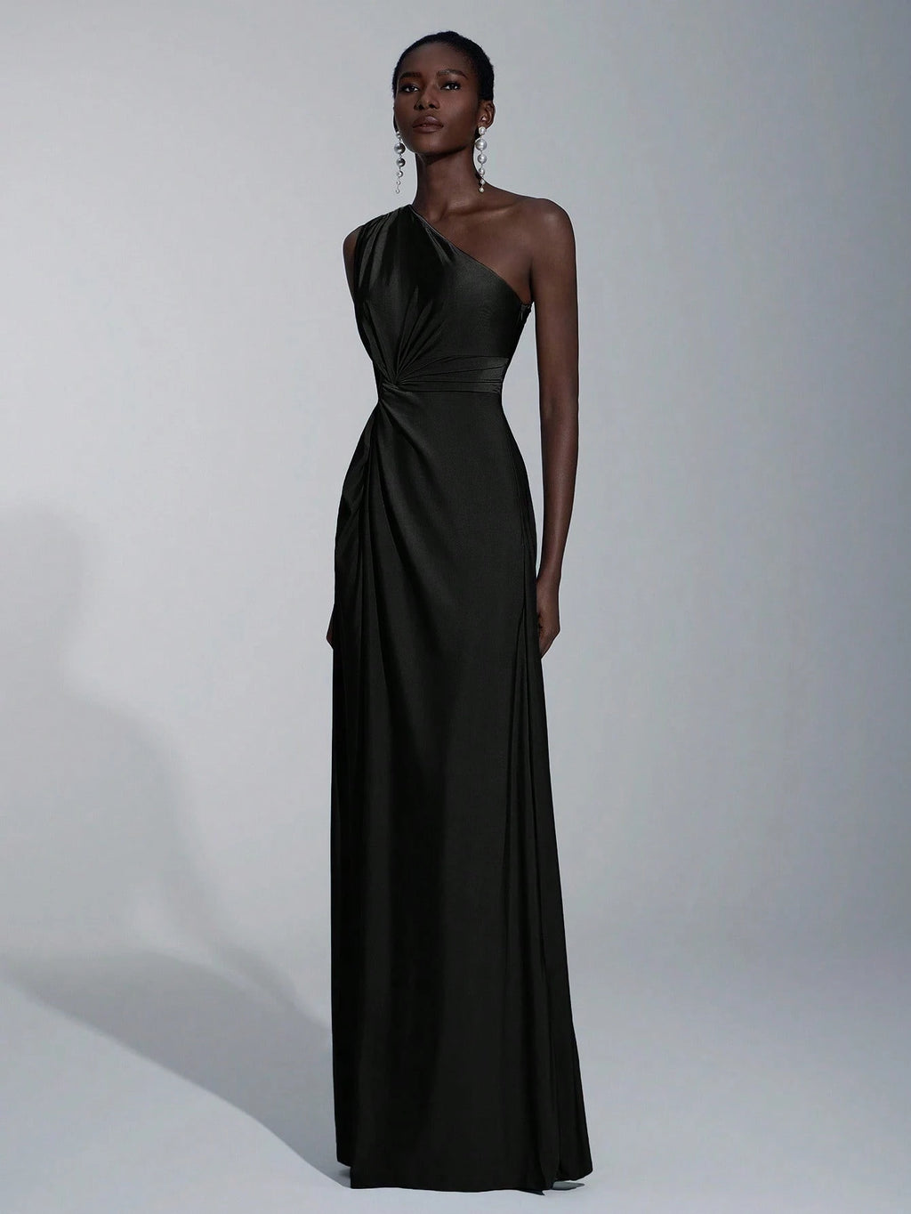 Elitara Women's Emerald Green Winter Elegant Formal One-Shoulder Twisted Knitted Dress, Floor Length A-Line - image 15
