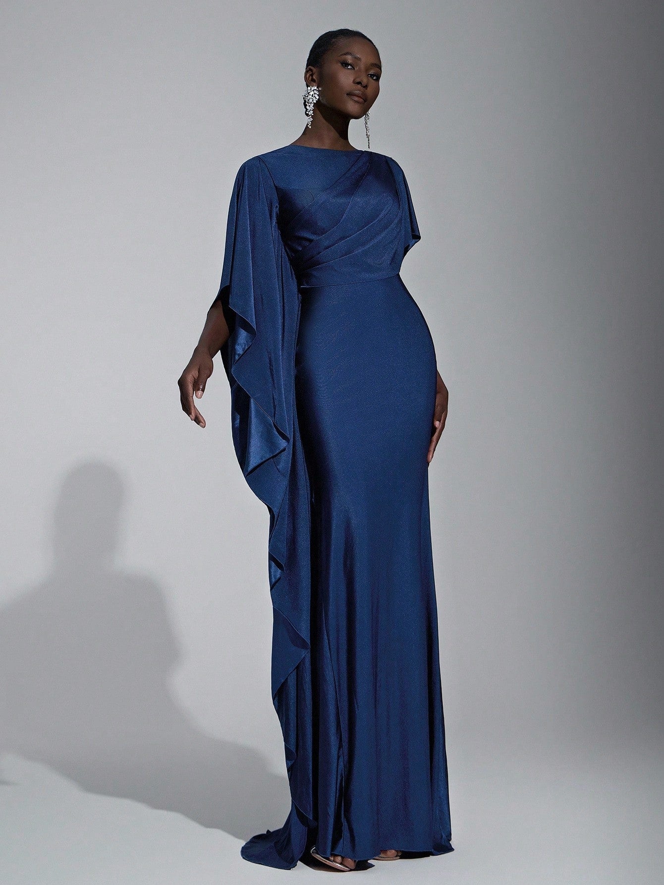 Elitara Elegant,Summer Olive Green Knitted Fishtail Skirt With Large Ruffled Sleeves,Short Train,Evening - image 19