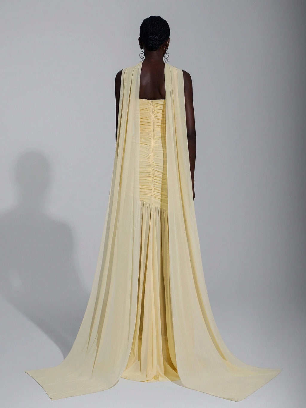 Elitara Elegant Light Yellow Summer Chic Chiffon Dress,Formal Prom Wedding Bridesmaid Fishtail Dress,Halter - image 10