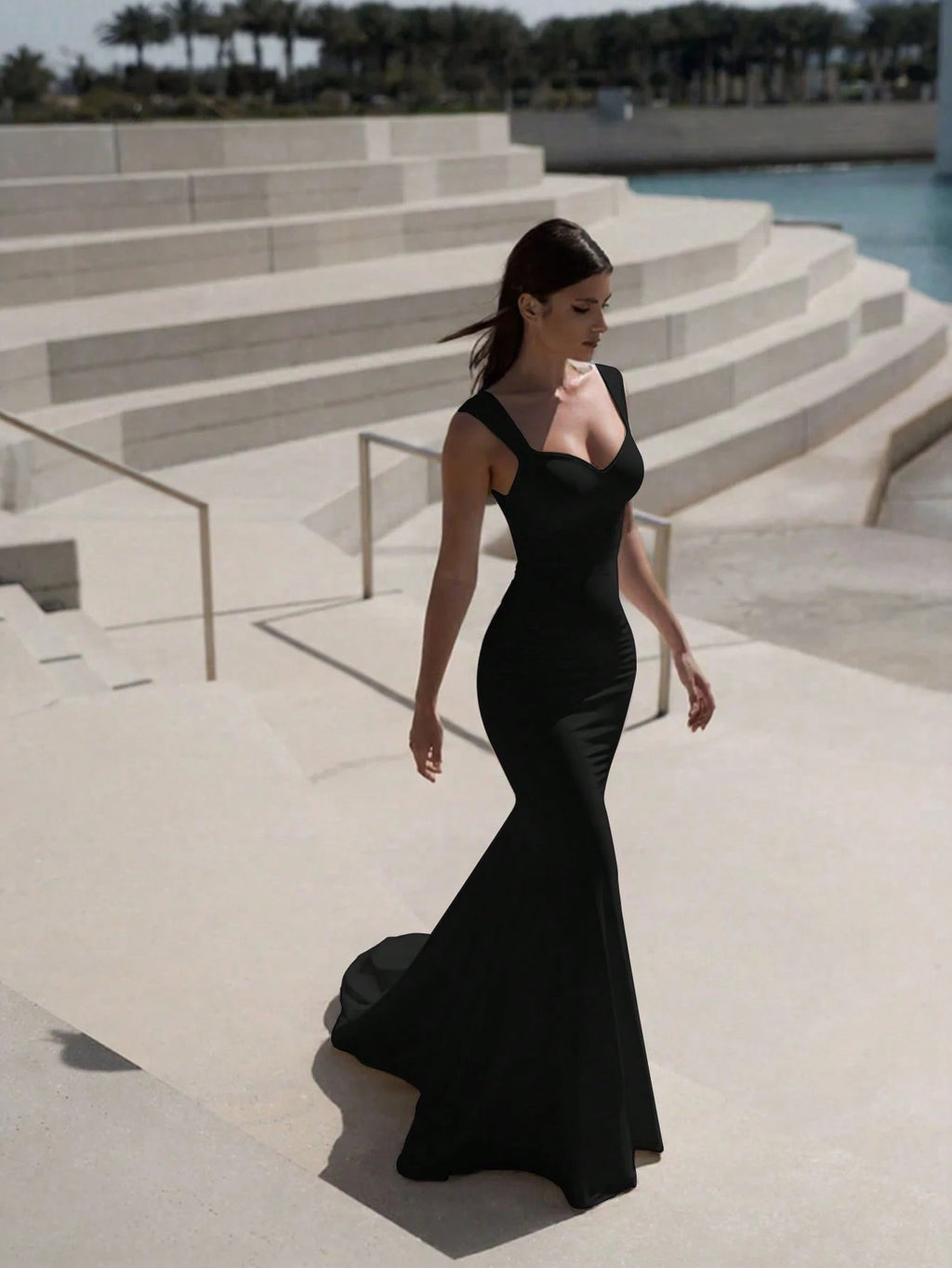 Basrey Elegant Solid Color Sleeveless Mermaid Tail Bridesmaid Dress Wedding White Spring - image 18