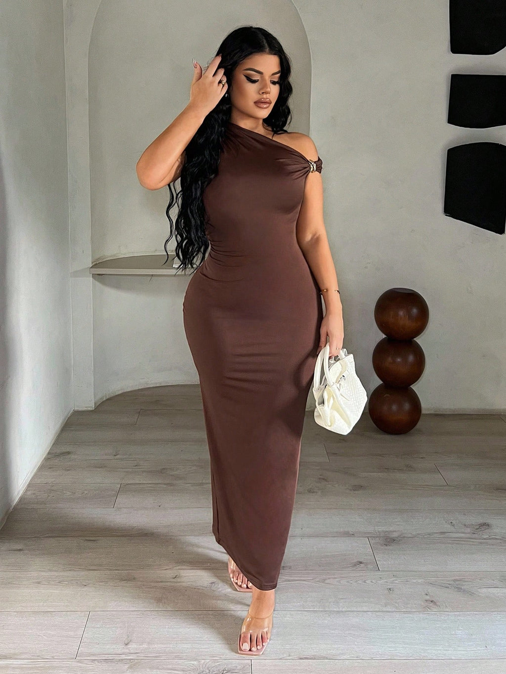 SXY Women's Floral Print Asymmetric Neckline Fitted Elegant Vacation Dress,Floral Dress For - image 9