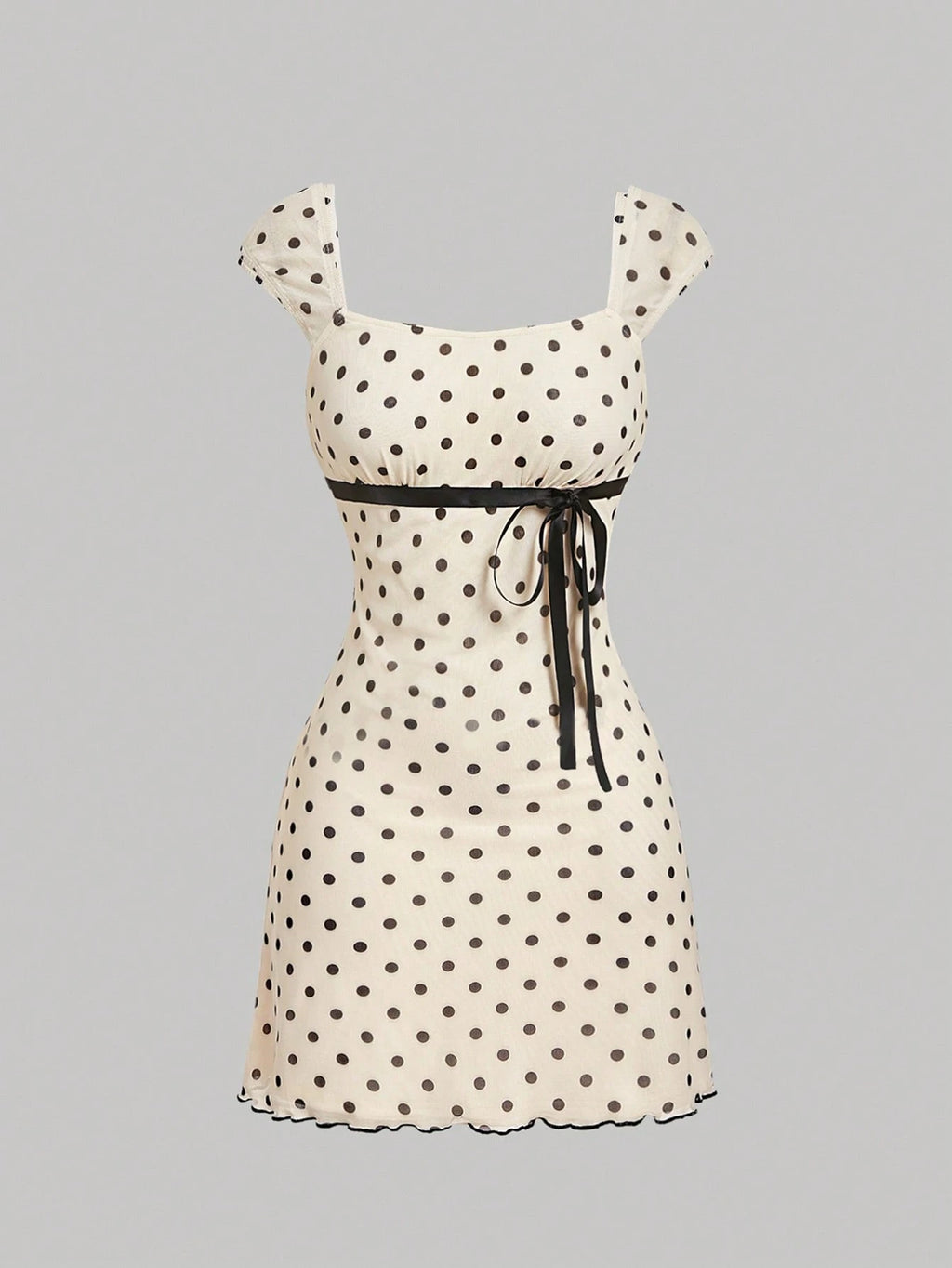 MOD Bowknot Pleated Mesh Abstract Floral Dress, Back To School, Elegant French, Vacation, Going Out Date - image 8