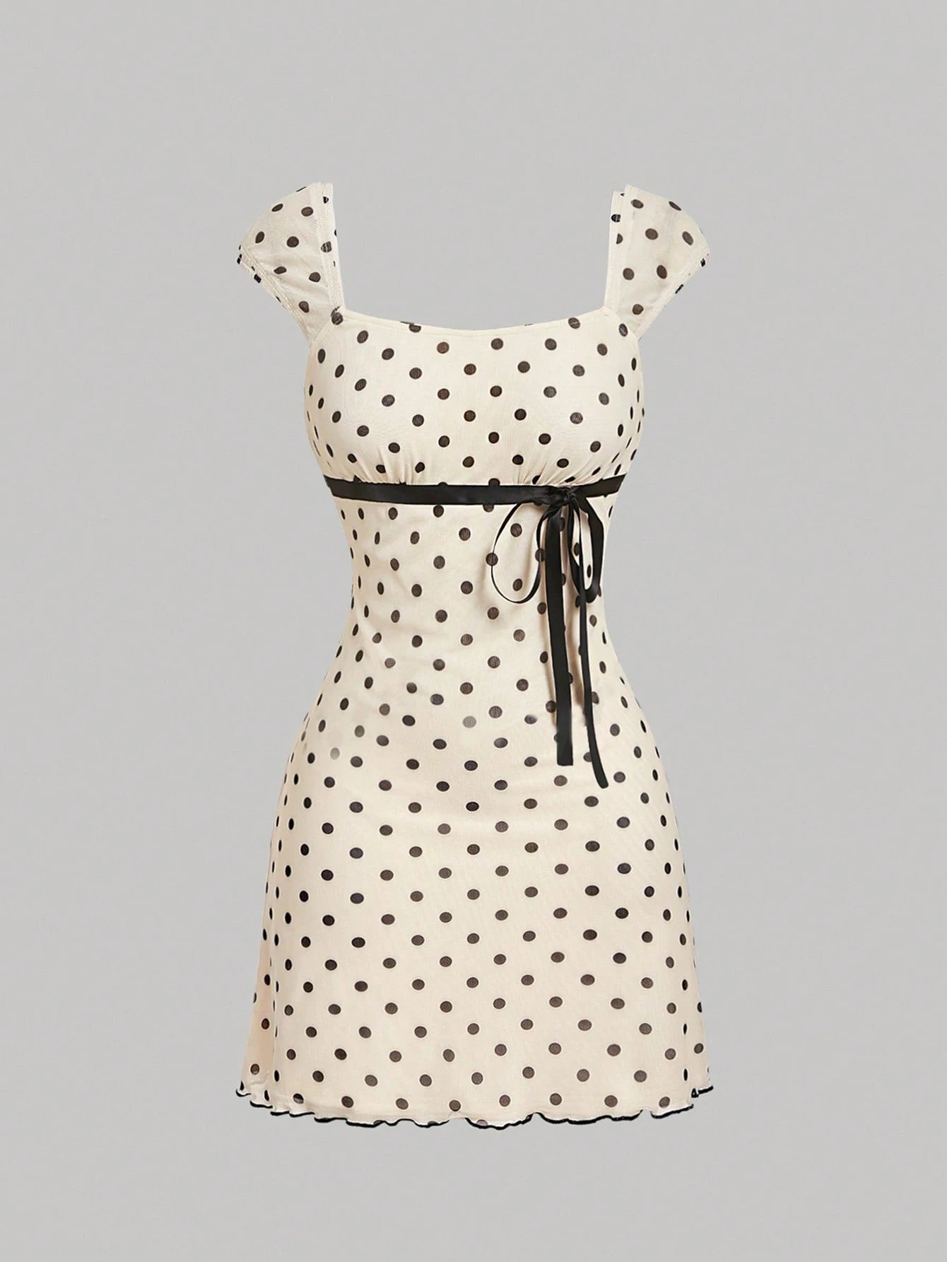 MOD Bowknot Pleated Mesh Abstract Floral Dress, Back To School, Elegant French, Vacation, Going Out Date - image 8