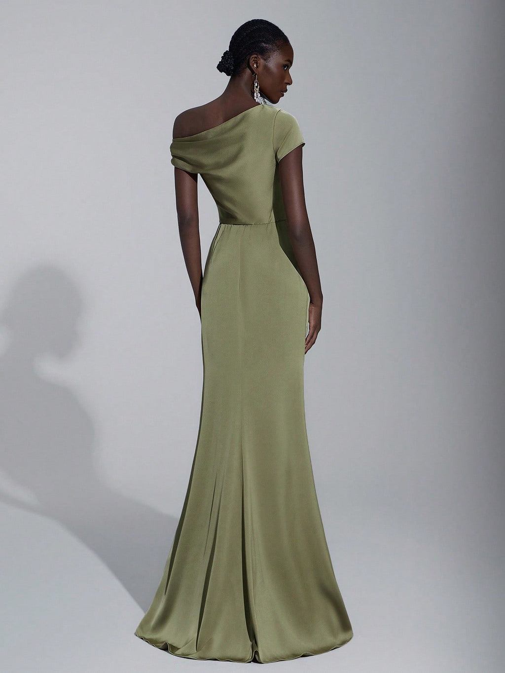 Elitara Elegant Luxurious Satin Ruched Off Shoulder Mermaid Dress, Suitable For Weddings, Parties, Vacations, - image 3