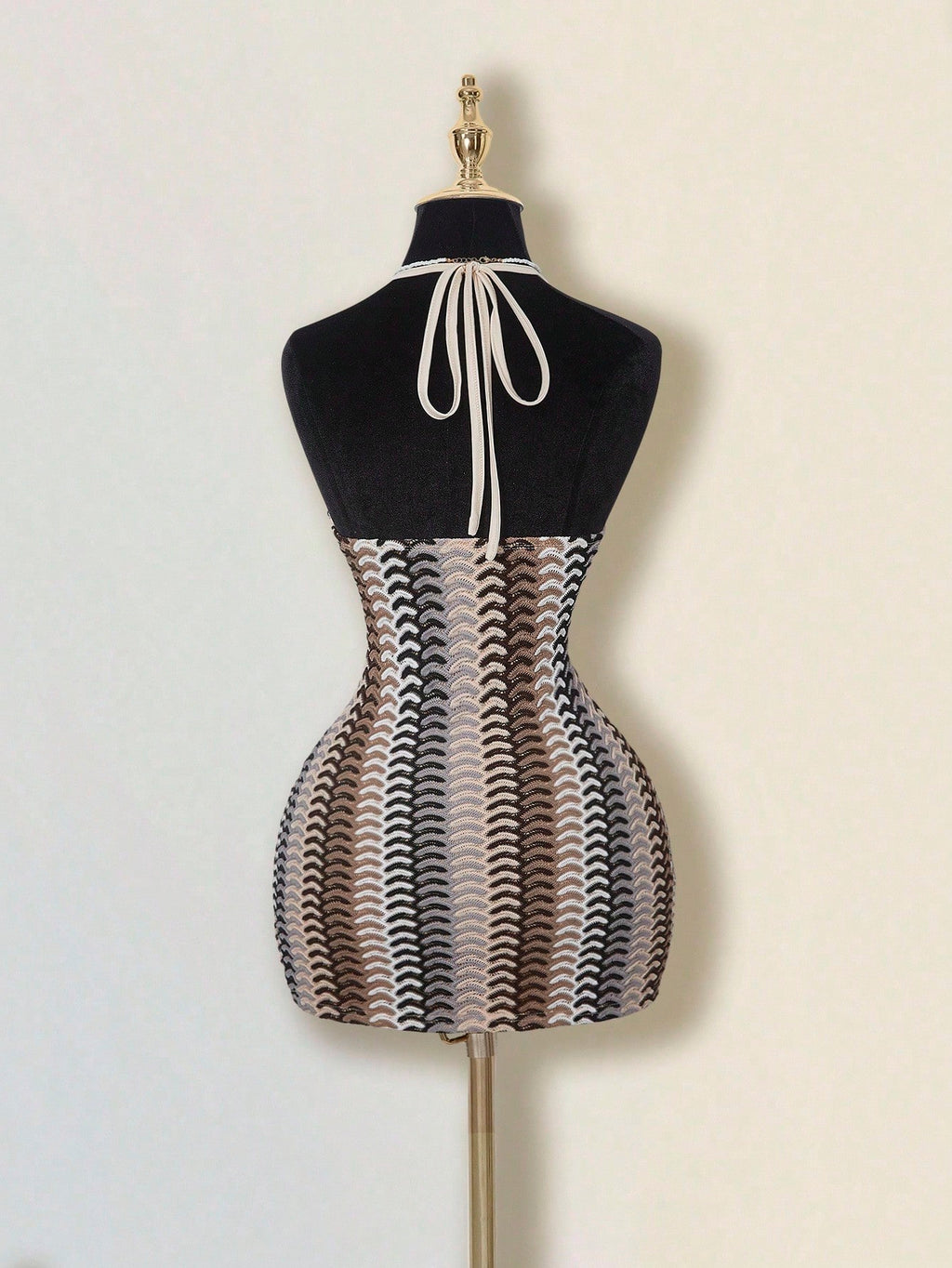 ICON Women's Colorful Jacquard Knit Contrast Ribbed Trim Halter