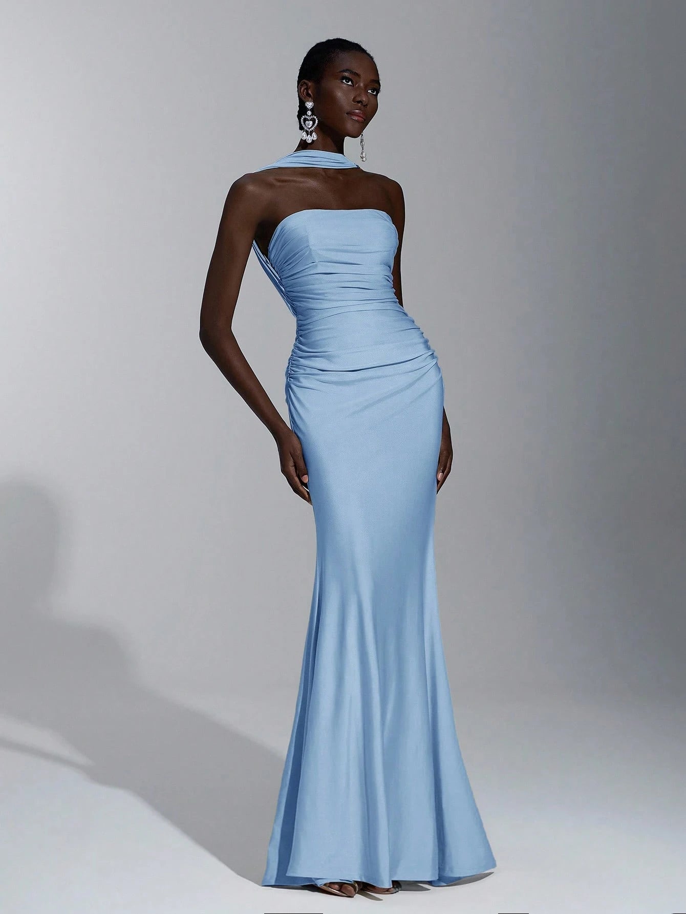 Belle Elegant Light Blue Summer Evening Formal Wedding Bridesmaid Dress, Minimalist Strapless Backless - image 17