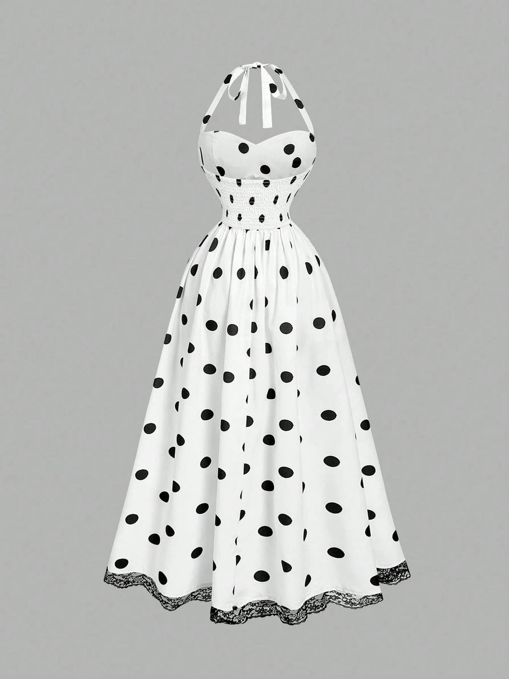 MOD Women's Romantic Floral Print Halter Mid-Length Dress Vintage, Wedding Guest Dress - image 12