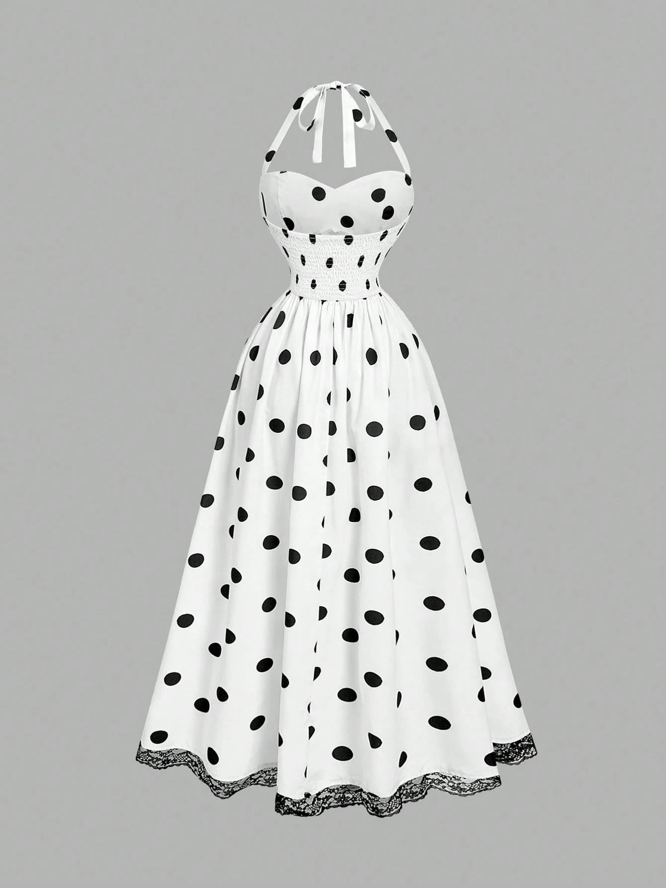 MOD Women's Romantic Floral Print Halter Mid-Length Dress Vintage, Wedding Guest Dress - image 12