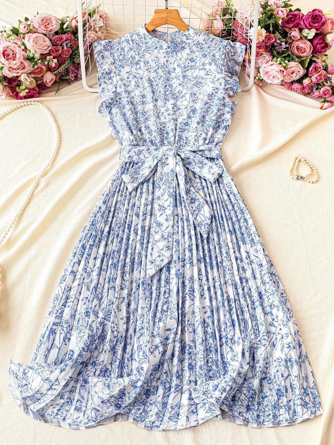 Franclia Leopard Print Ruched Waist Stand Collar Vacation Dress