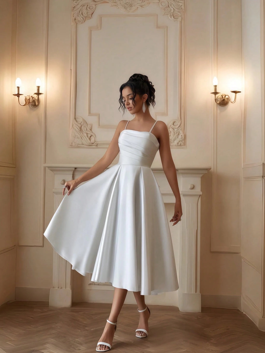 YUMIBRAVO Ballet Style Women's Wedding Dress, Satin Bridal Gown, Pleated Bust White Women's Wedding Dress, - image 2