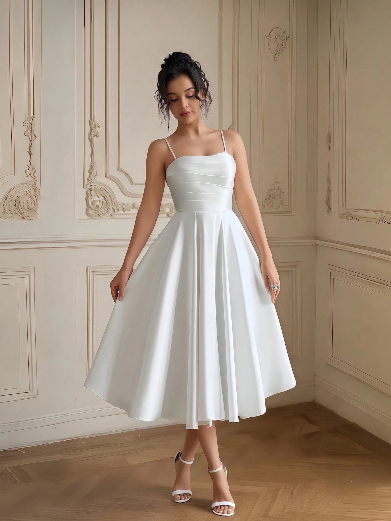 YUMIBRAVO Ballet Style Women's Wedding Dress, Satin Bridal Gown, Pleated Bust White Women's Wedding Dress, - image 5