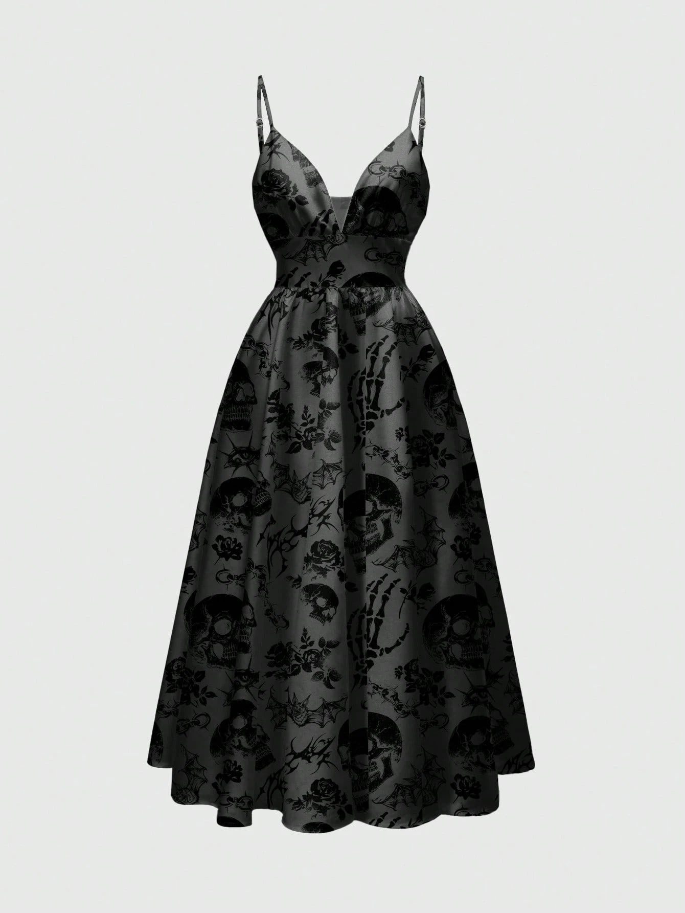 Fairycore Spring/Summer Vacation Flower Black Romantic Bohemian Butterfly, Moth, Leaf Print Sleeveless - image 9