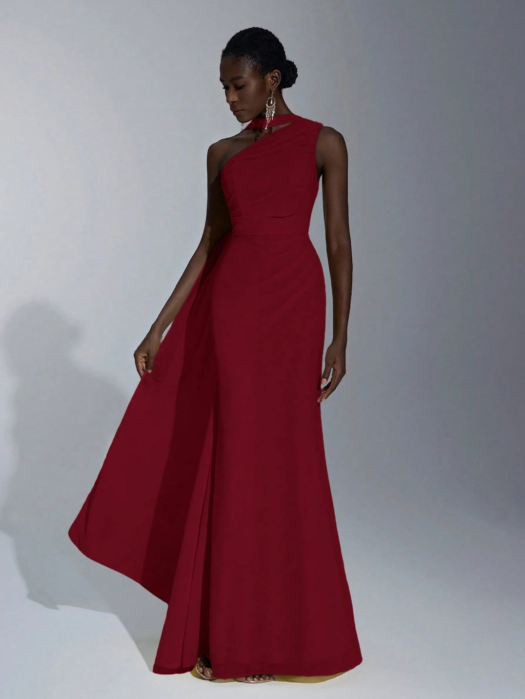 Elitara Light Yellow Summer Elegant Formal Wedding One-Shoulder Oblique Neck Flutter Side-Draped Chiffon - image 16