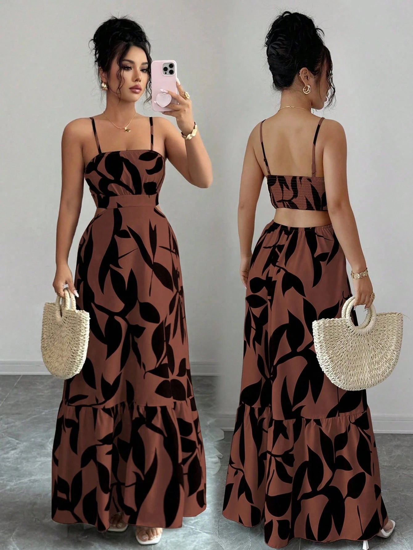 Rafferiza Women's Elegant Printed Waist-Cinched Long Dress - image 18