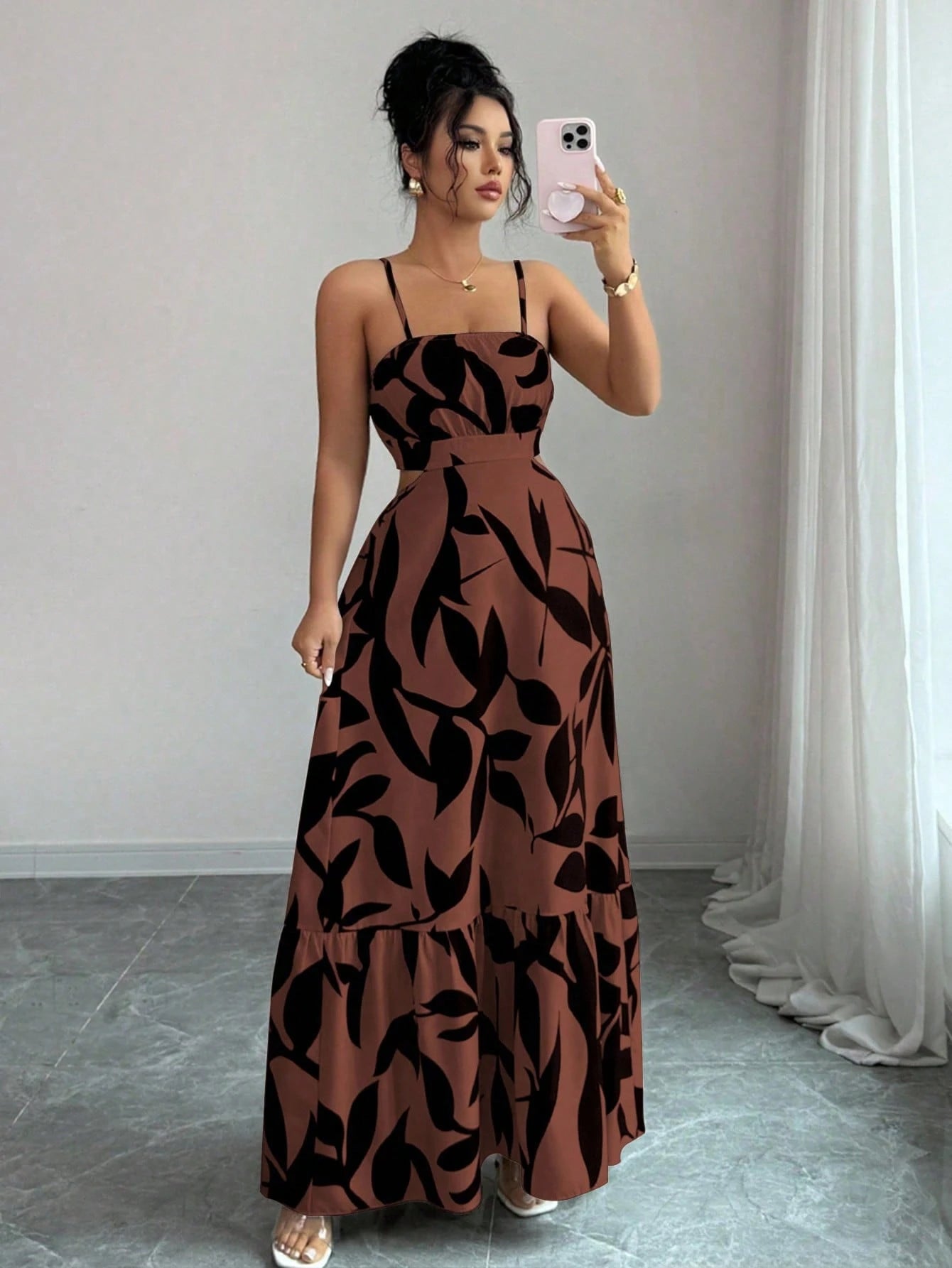 Rafferiza Women's Elegant Printed Waist-Cinched Long Dress - image 19