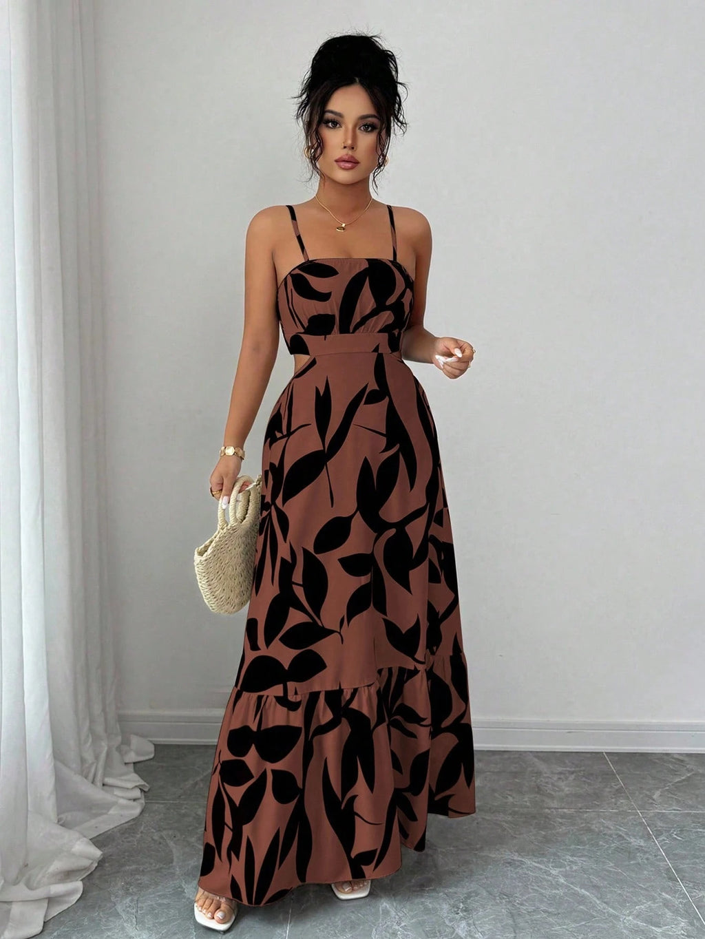 Rafferiza Women's Elegant Printed Waist-Cinched Long Dress - image 20