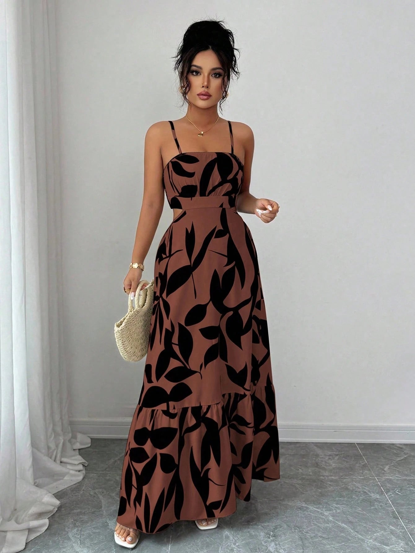 Rafferiza Women's Elegant Printed Waist-Cinched Long Dress - image 20