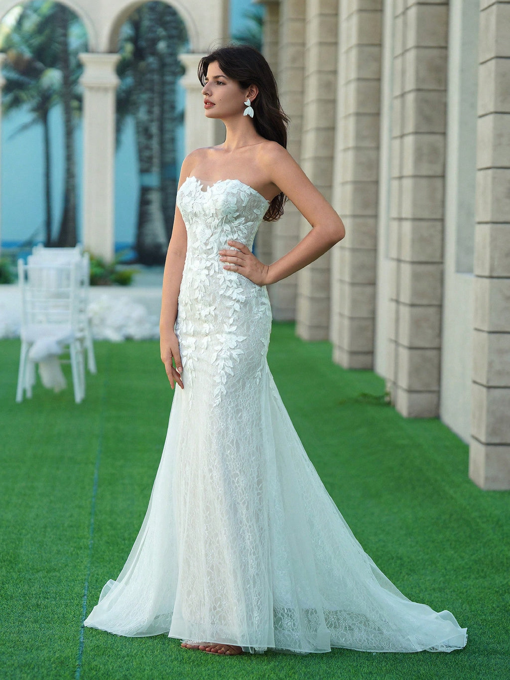 YOUKEFEIER 2025 Sexy Strapless Heart-Shaped Lace Embroidered Sequin Mermaid Hem Contrast Color Long Wedding - image 9