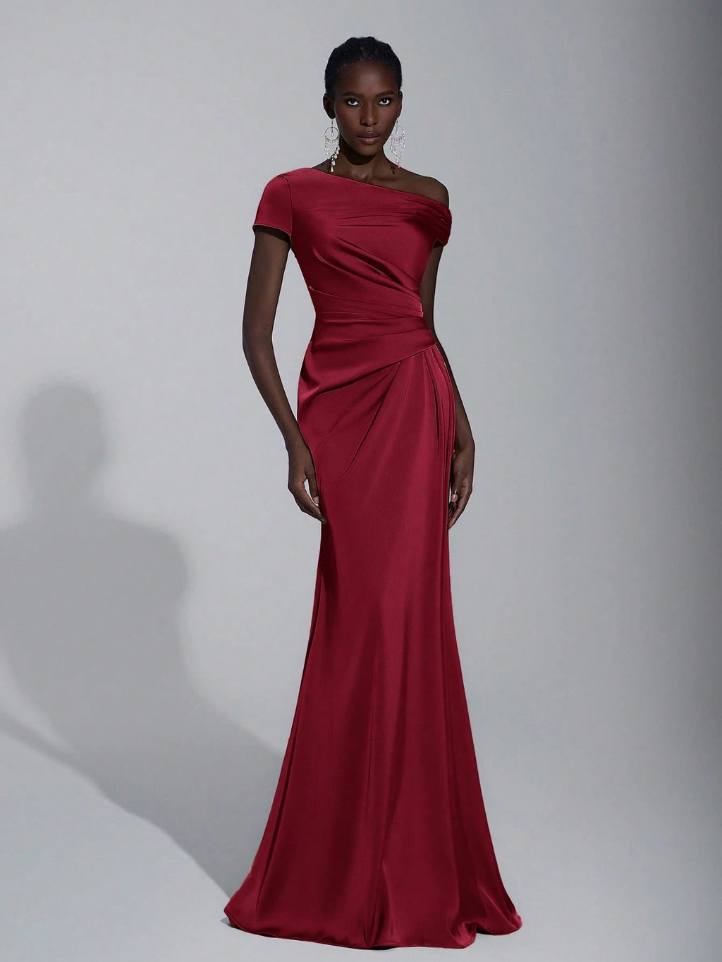 Elitara Elegant Luxurious Satin Ruched Off Shoulder Mermaid Dress, Suitable For Weddings, Parties, Vacations, - image 10