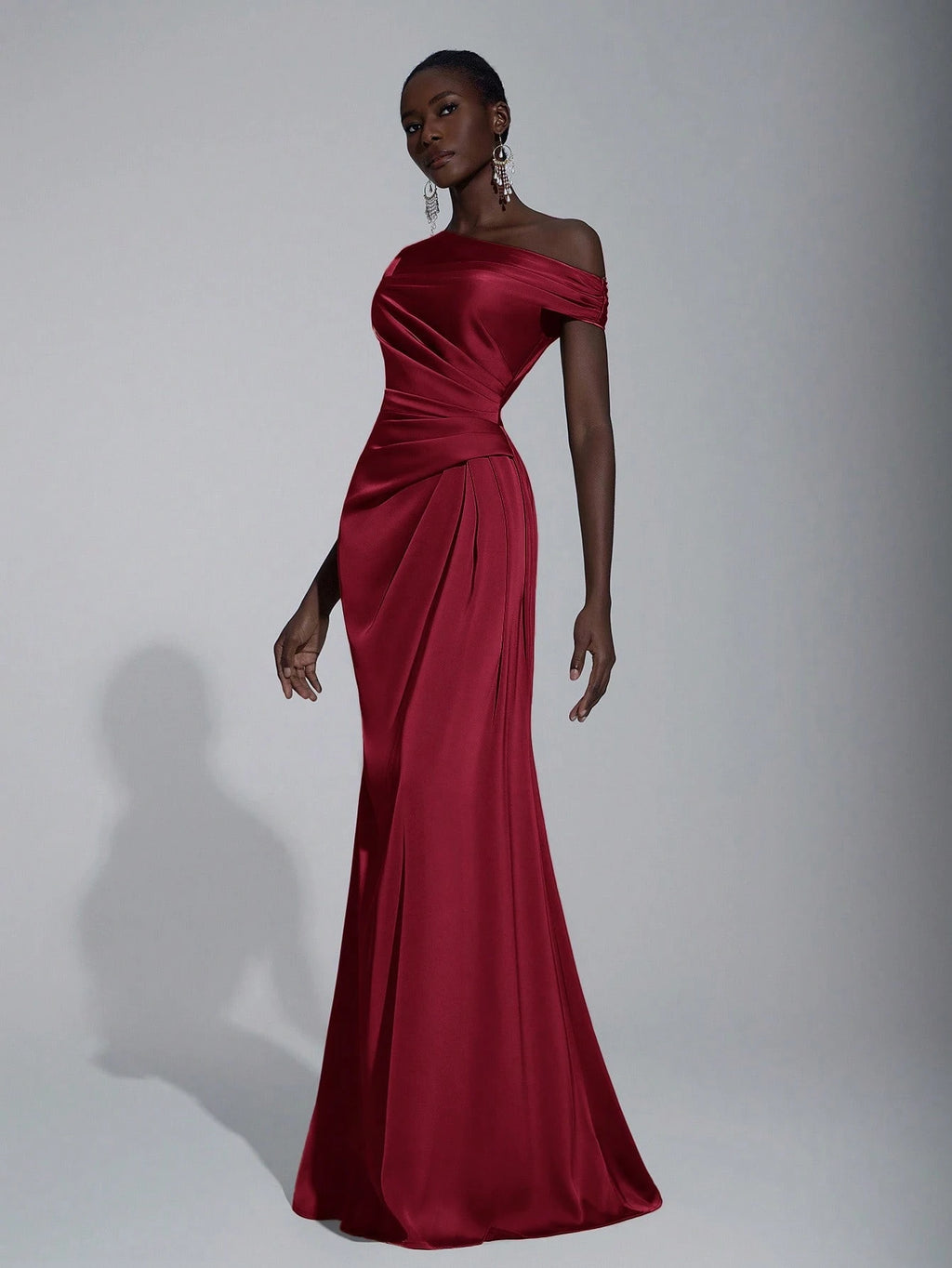 Elitara Elegant Luxurious Satin Ruched Off Shoulder Mermaid Dress, Suitable For Weddings, Parties, Vacations, - image 19