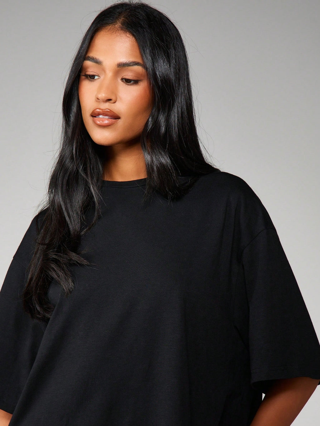 MISSGUIDED Oversized T-Shirt Style Midi Dress With Sheer Lace