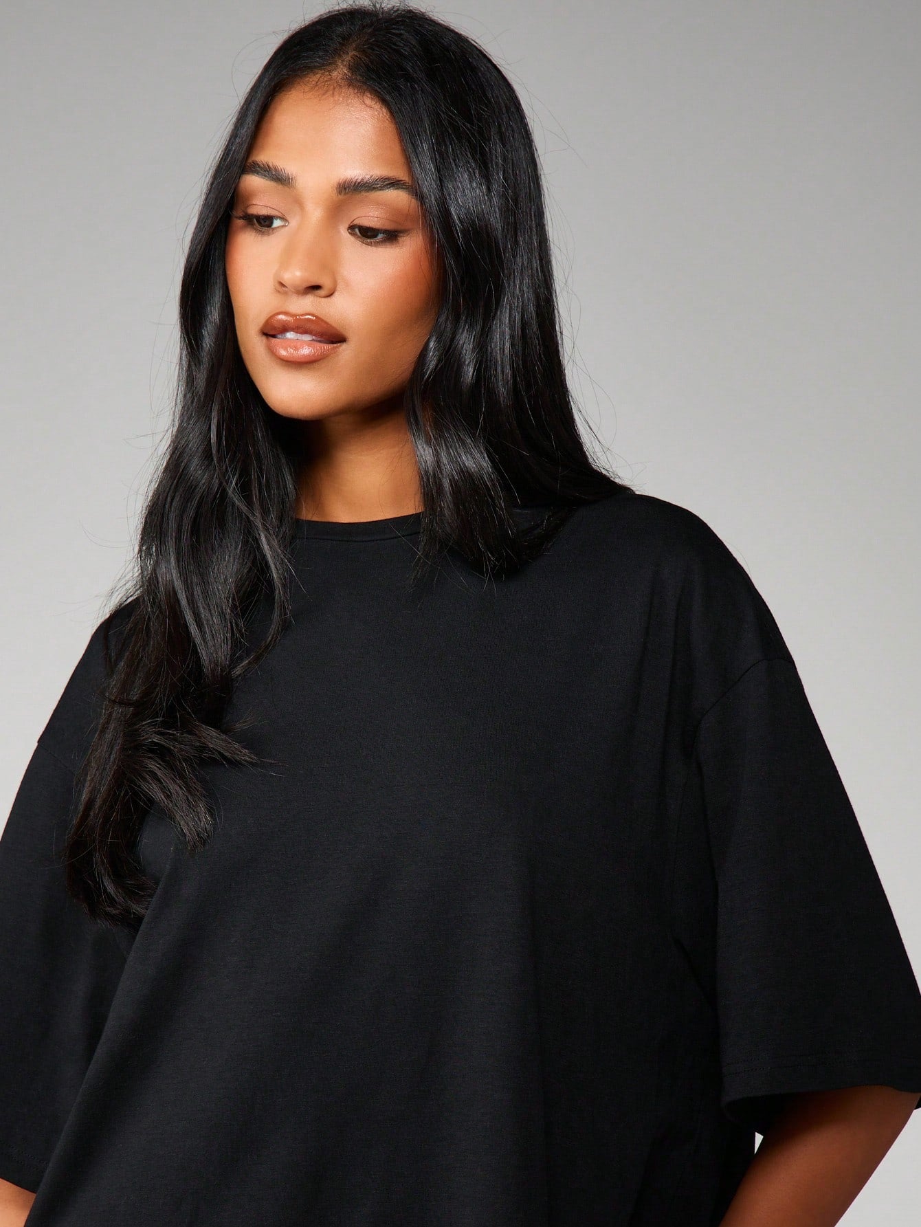 MISSGUIDED Oversized T-Shirt Style Midi Dress With Sheer Lace