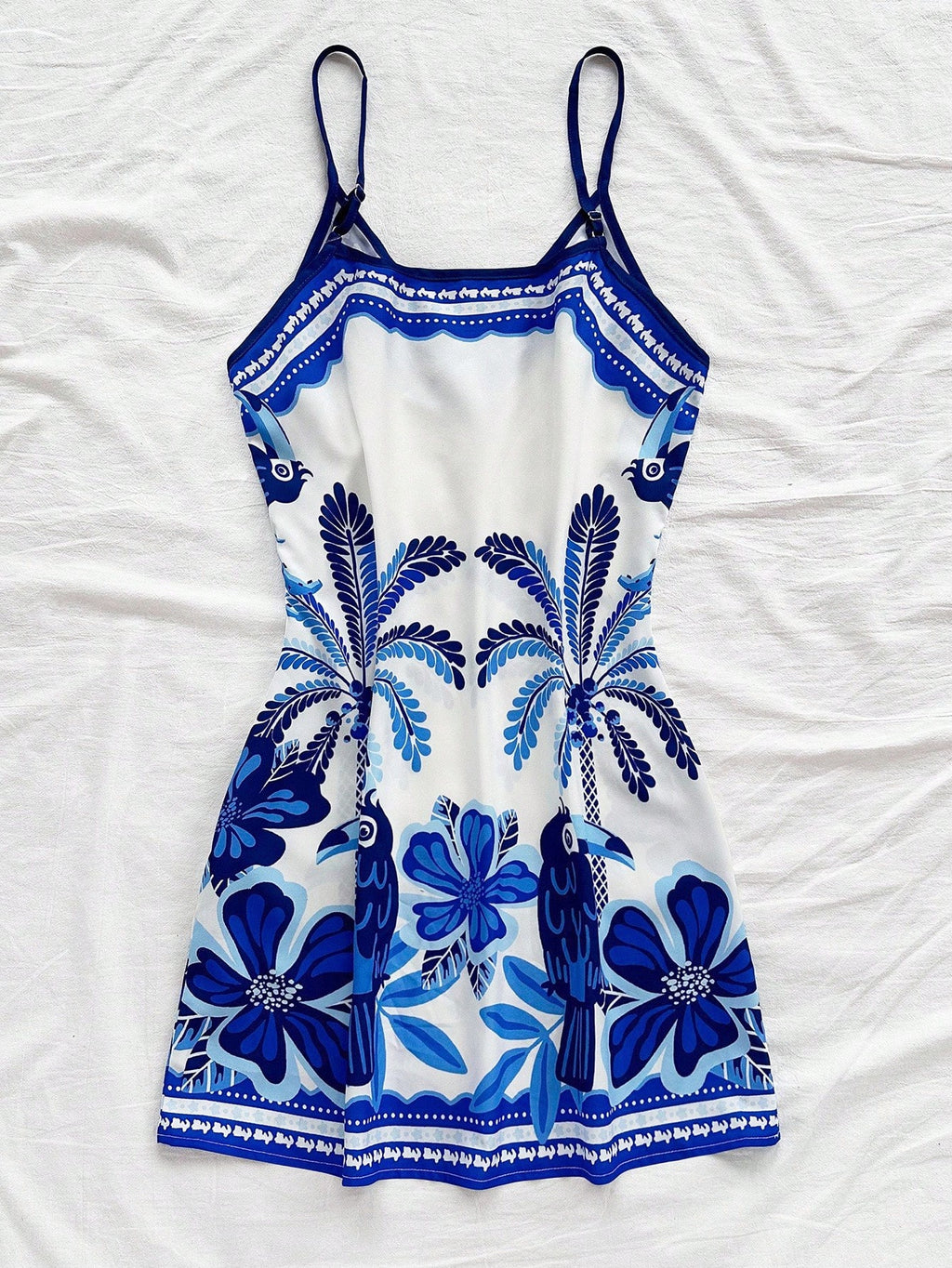 Soleia White And Blue Floral Summer Boho Holiday Vacation Holiday