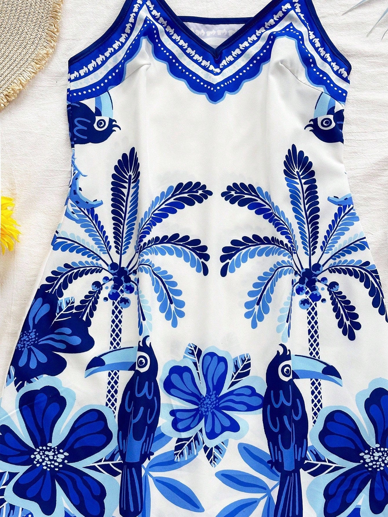 Soleia White And Blue Floral Summer Boho Holiday Vacation Holiday