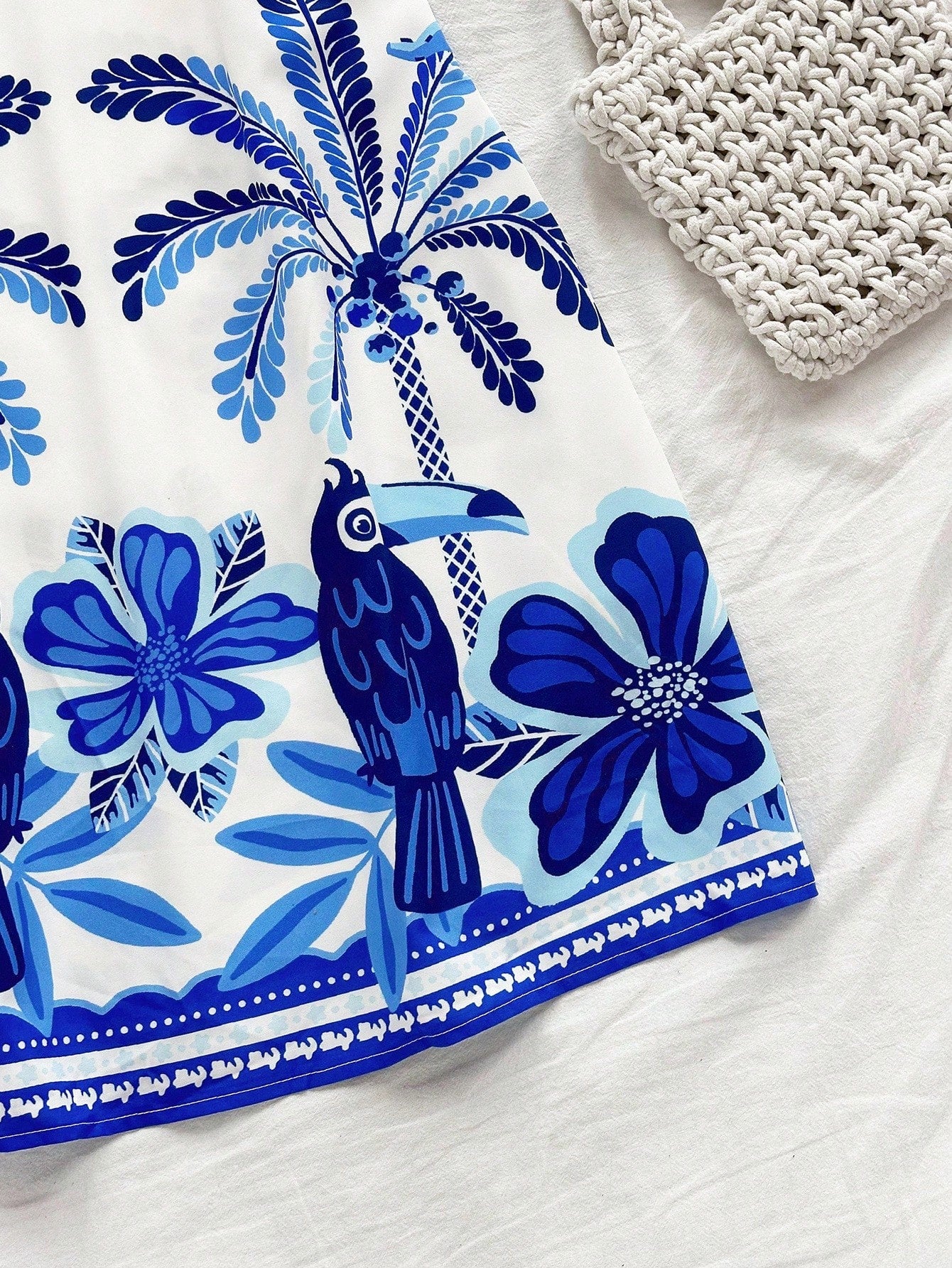 Soleia White And Blue Floral Summer Boho Holiday Vacation Holiday