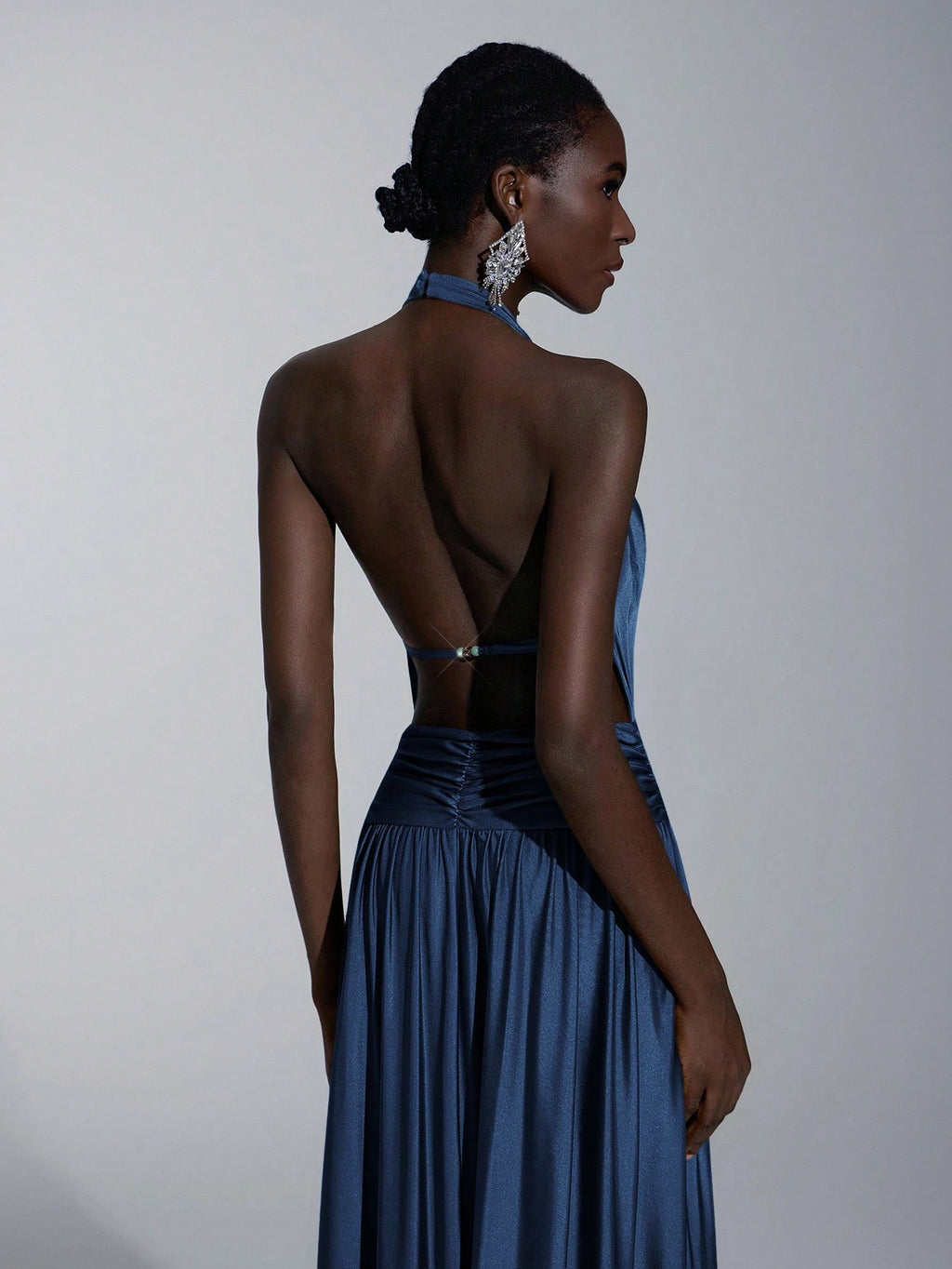 Elitara Mocha Summer Elegant Formal Event Prom Wedding, Minimalist Brown Halter Backless A-Line Dress For - image 12