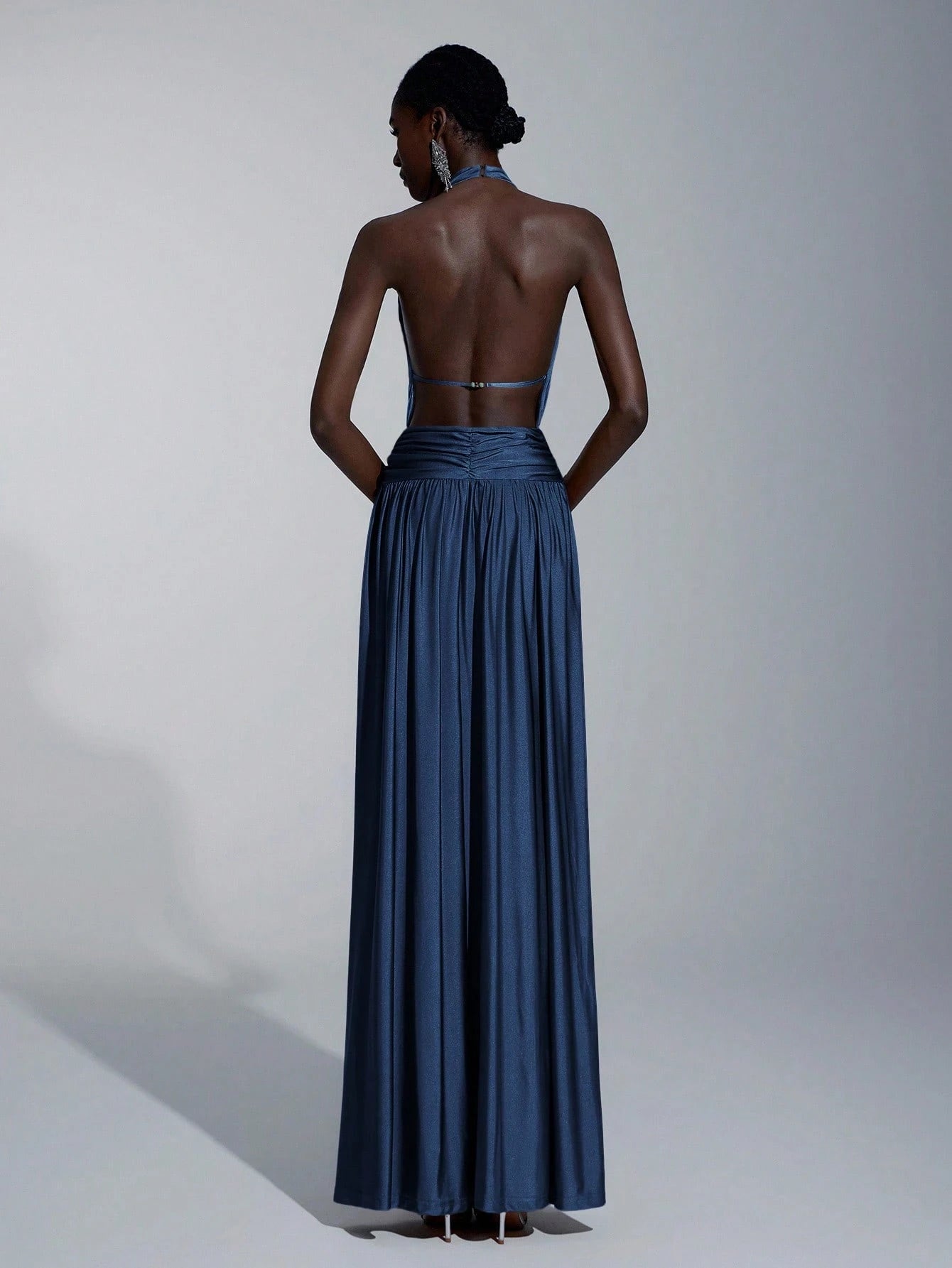 Elitara Mocha Summer Elegant Formal Event Prom Wedding, Minimalist Brown Halter Backless A-Line Dress For - image 13