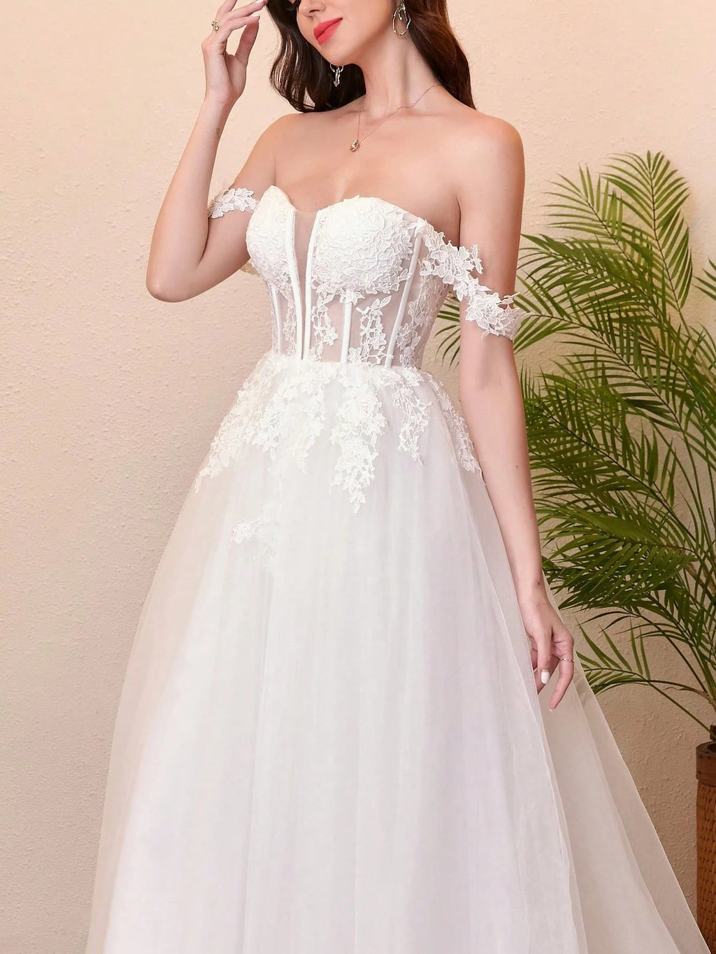 Sweetheart Neckline Trailing Sheer Lace Wedding Dress, Elegant Sleeveless Deep V-Neck Tie Waist Wedding Gown - image 6