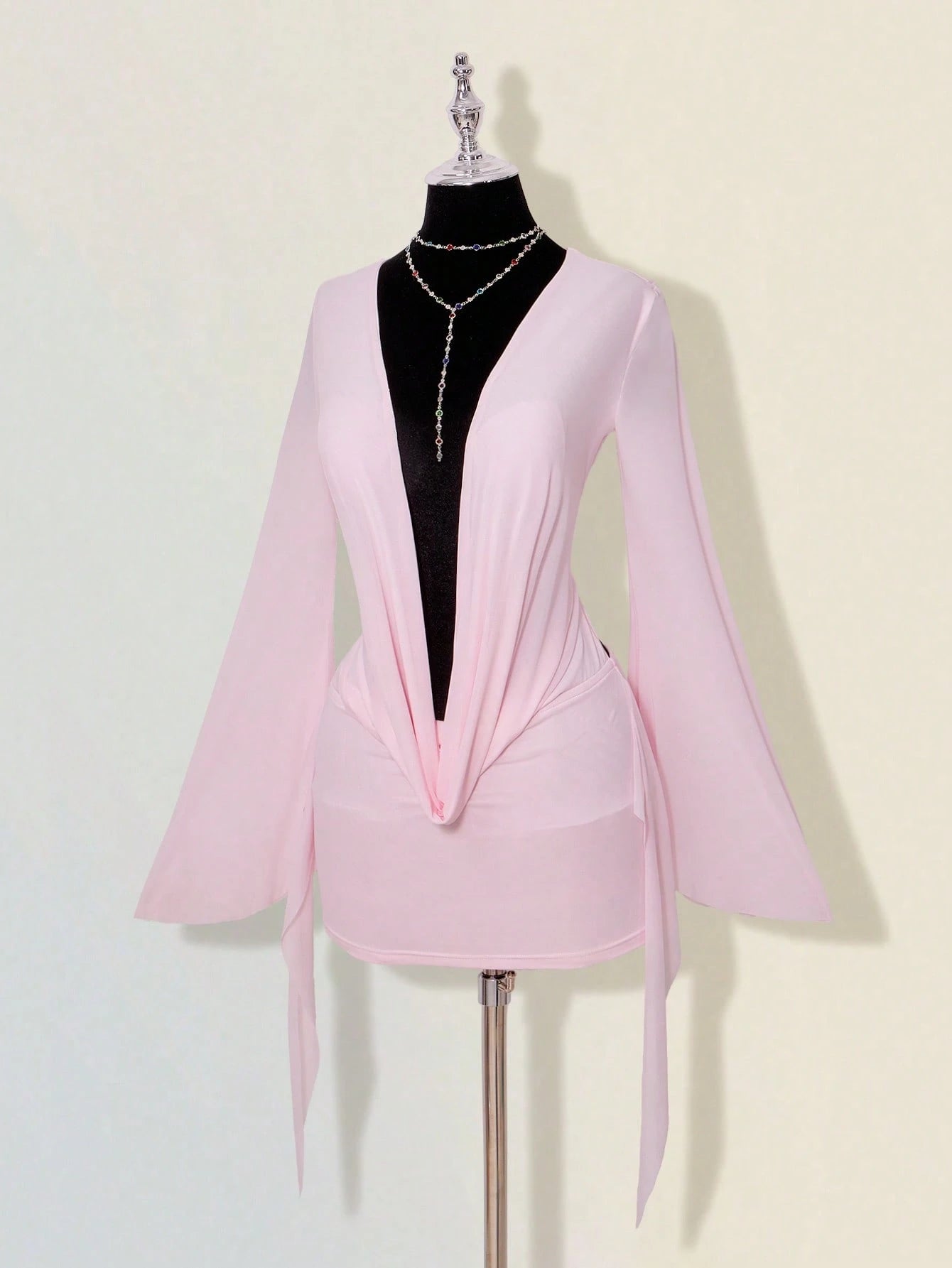 ICON Sexy Oversized Plunging Neckline Mesh Patchwork Backless Mini