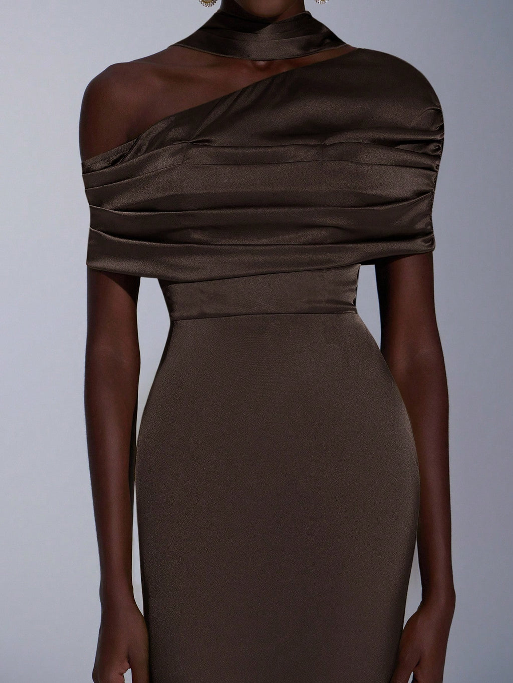 Elitara Elegant Winter Olive Green Formal Wedding Bridesmaid Dress, Fashionable Stretch Satin Fishtail Hem - image 18