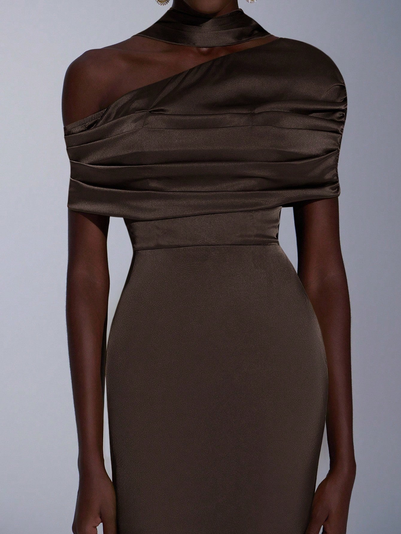 Elitara Elegant Winter Olive Green Formal Wedding Bridesmaid Dress, Fashionable Stretch Satin Fishtail Hem - image 18