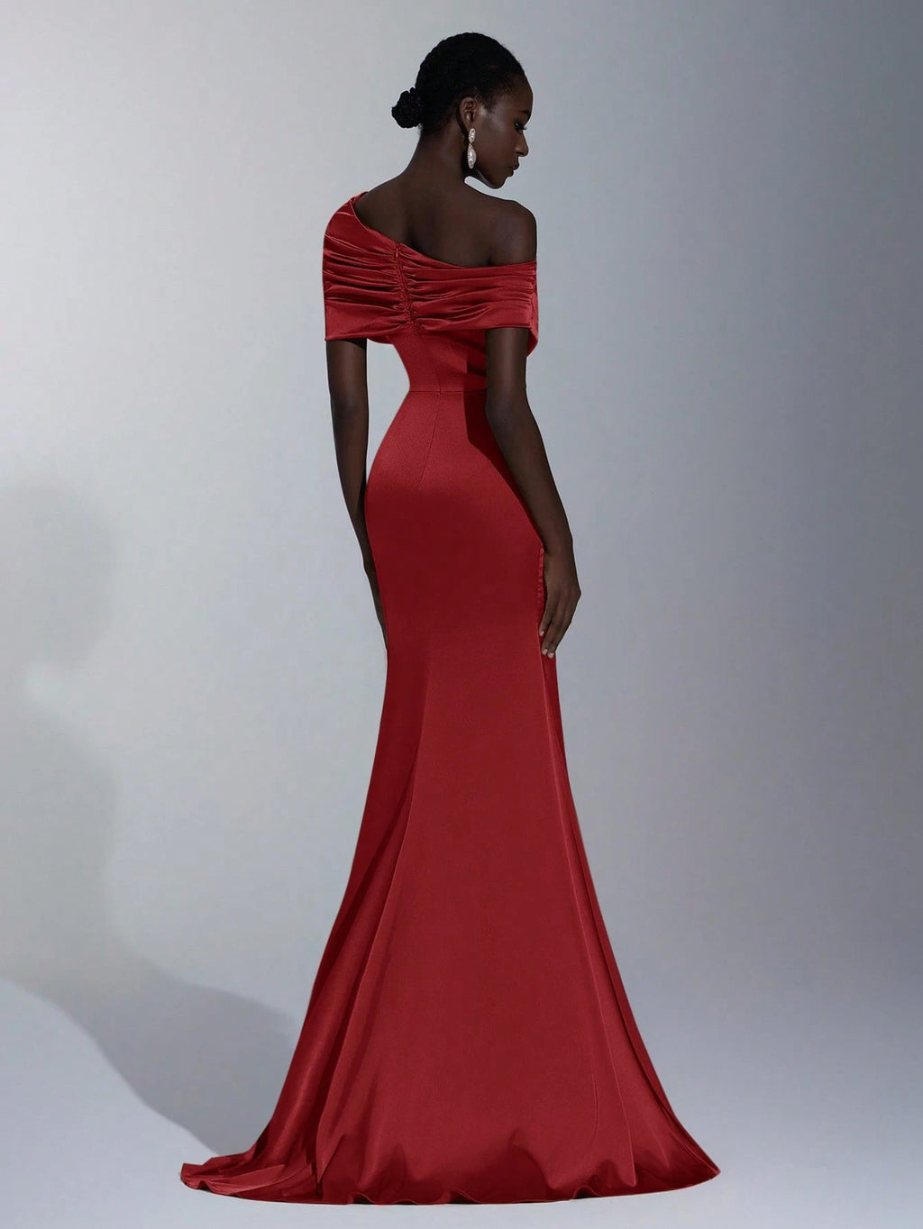 Elitara Elegant Winter Olive Green Formal Wedding Bridesmaid Dress, Fashionable Stretch Satin Fishtail Hem - image 12
