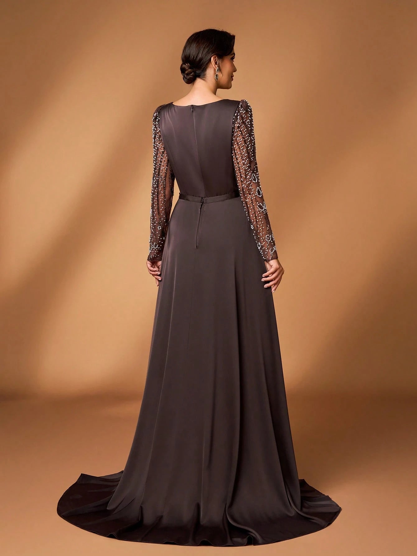 Serin Elegant Party Beaded & Sequin Patchwork Mother Of The Bride Dress - image 3