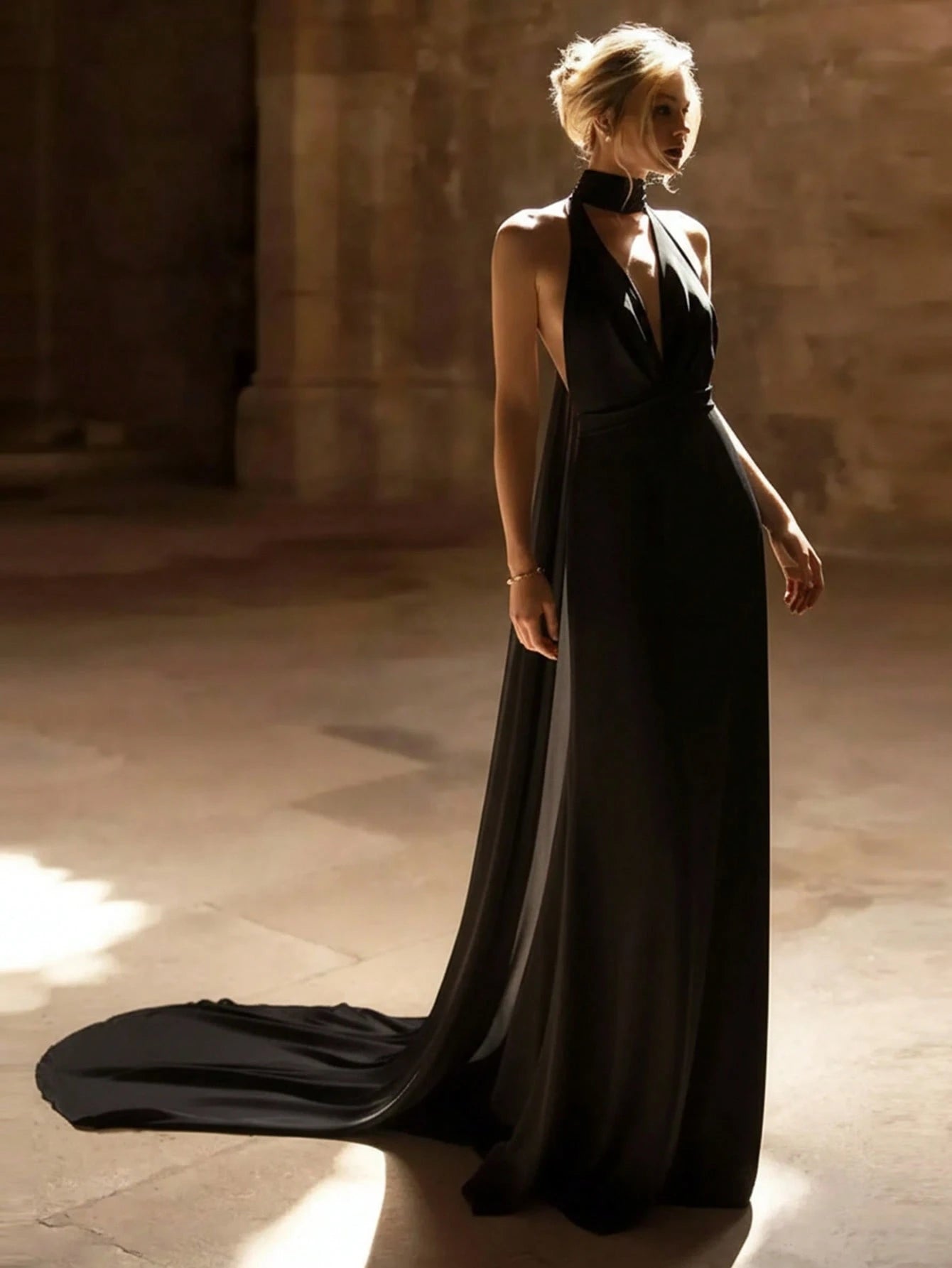 Basrey New Elegant White Spaghetti Strap Deep V-Neck High Waist Fitted Backless Satin Cocktail Party Mermaid - image 11