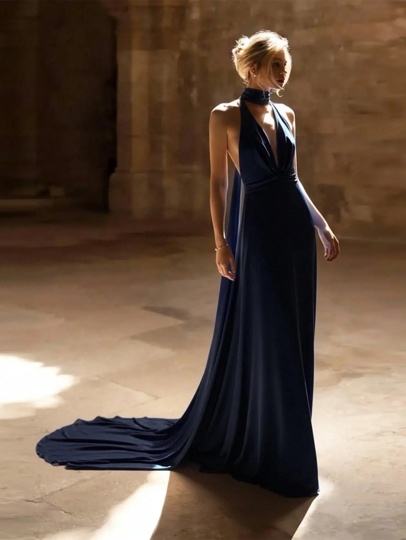 Basrey New Elegant White Spaghetti Strap Deep V-Neck High Waist Fitted Backless Satin Cocktail Party Mermaid - image 9