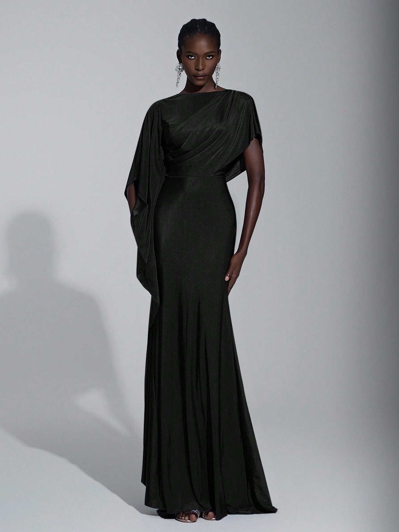 Elitara Elegant,Summer Olive Green Knitted Fishtail Skirt With Large Ruffled Sleeves,Short Train,Evening - image 11