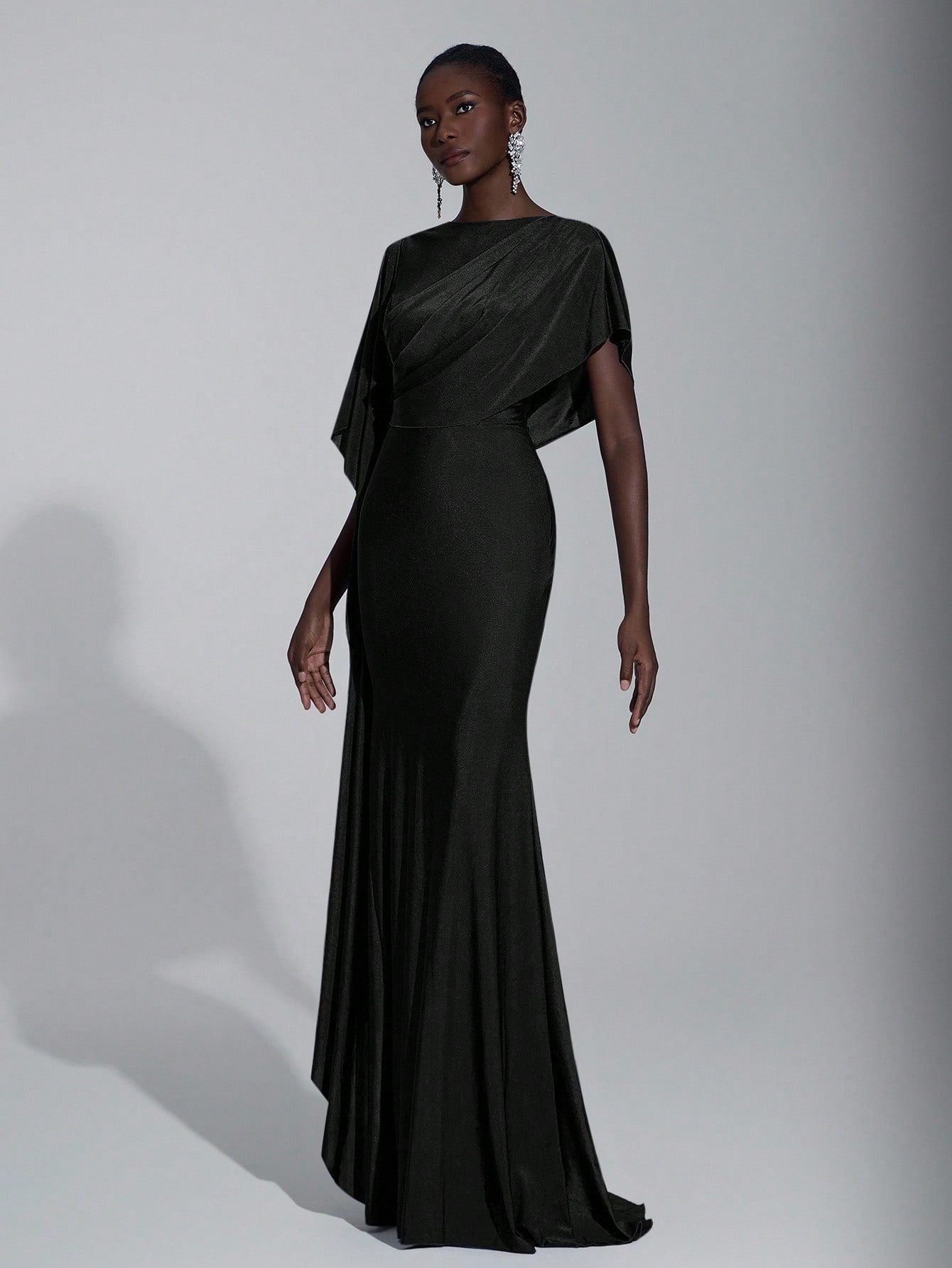 Elitara Elegant,Summer Olive Green Knitted Fishtail Skirt With Large Ruffled Sleeves,Short Train,Evening - image 14