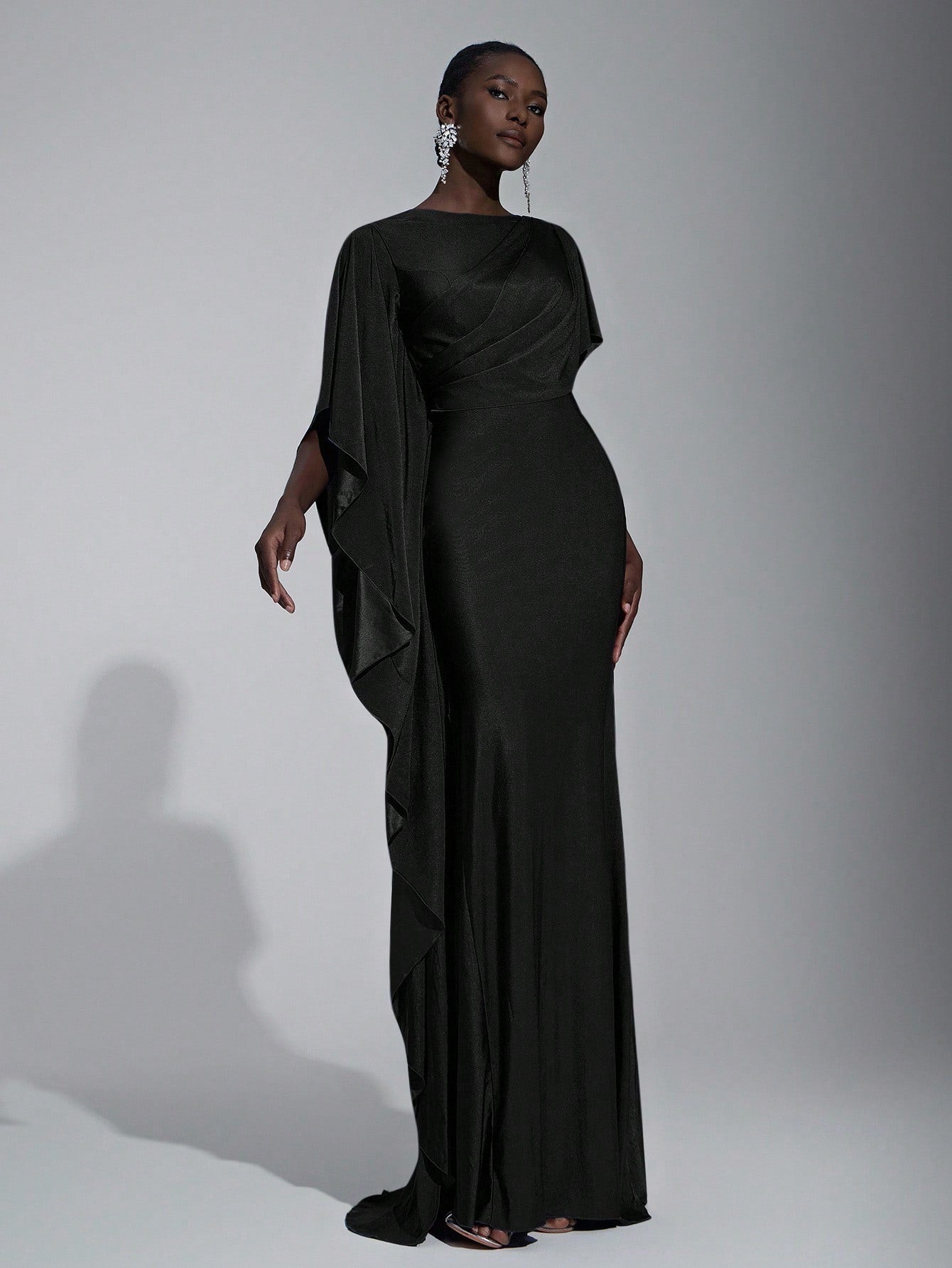 Elitara Elegant,Summer Olive Green Knitted Fishtail Skirt With Large Ruffled Sleeves,Short Train,Evening - image 15