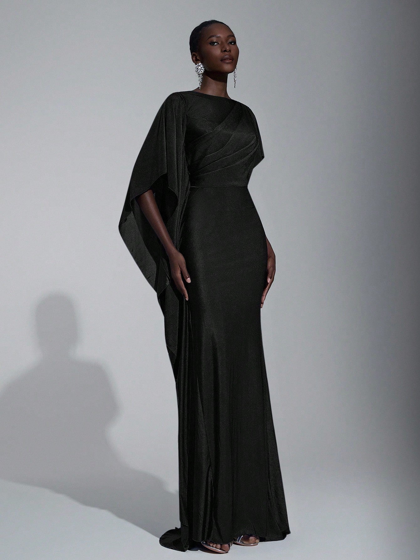 Elitara Elegant,Summer Olive Green Knitted Fishtail Skirt With Large Ruffled Sleeves,Short Train,Evening - image 16