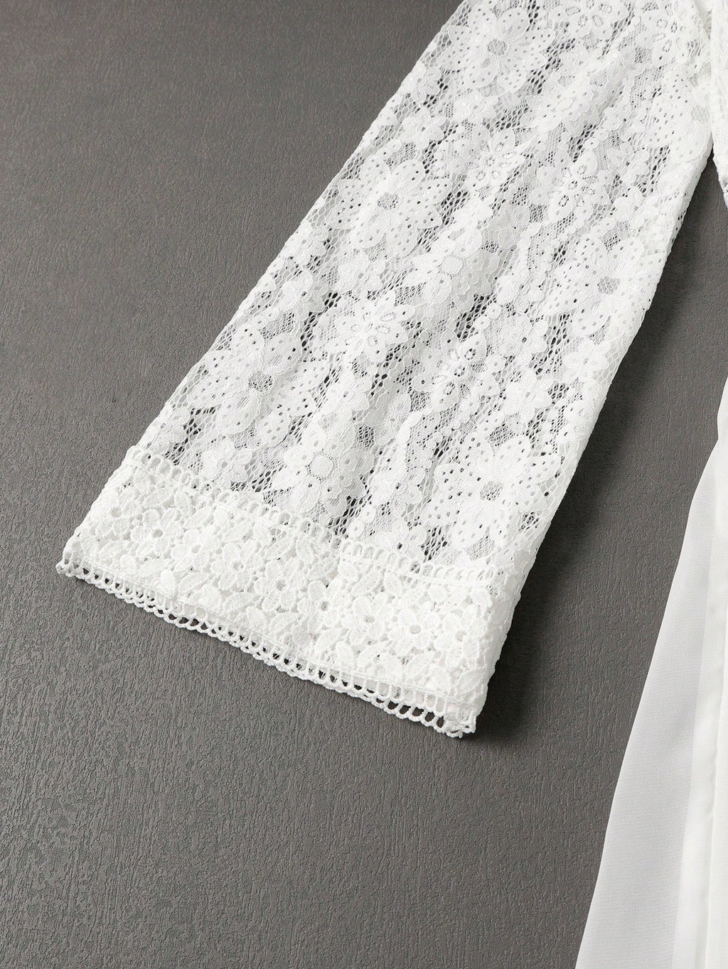 Floral Lace Dress, Chiffon Long Sleeve V-Neck Design, Suitable For Weddings Or Formal Occasions | Delicate - image 6